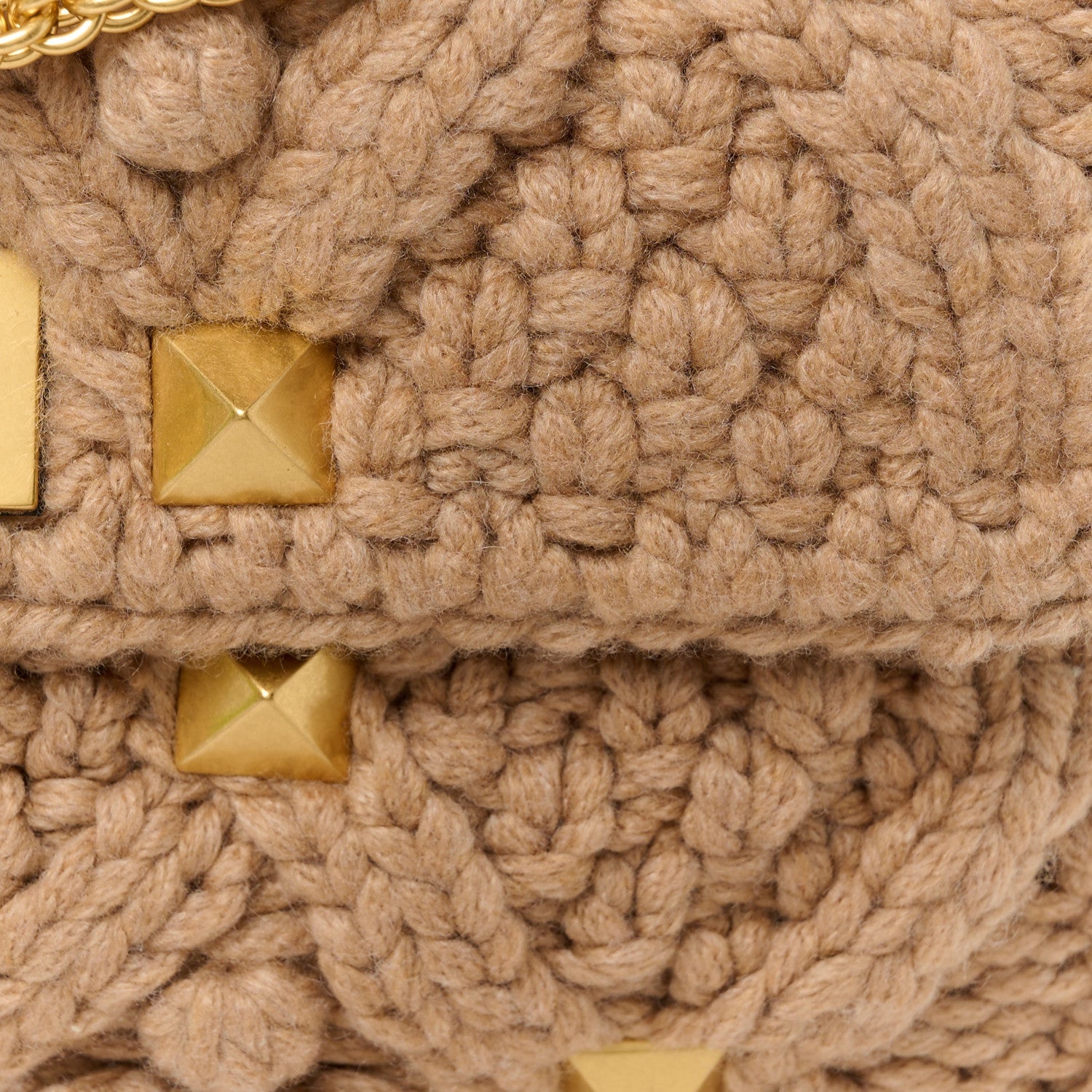 Cashmere Large Roman Stud Shoulder Bag Saddle Brown