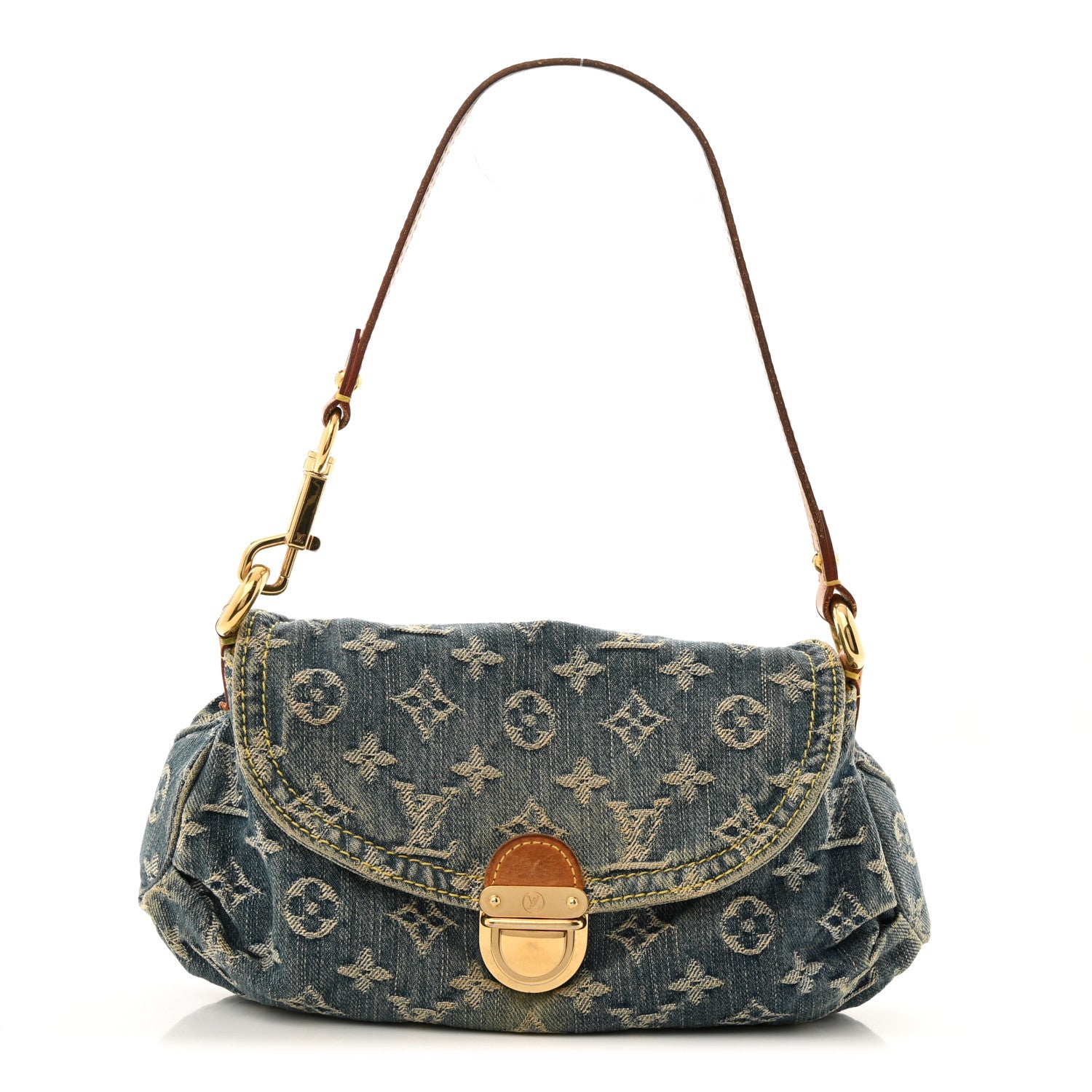 Monogram Denim Mini Pleaty Blue