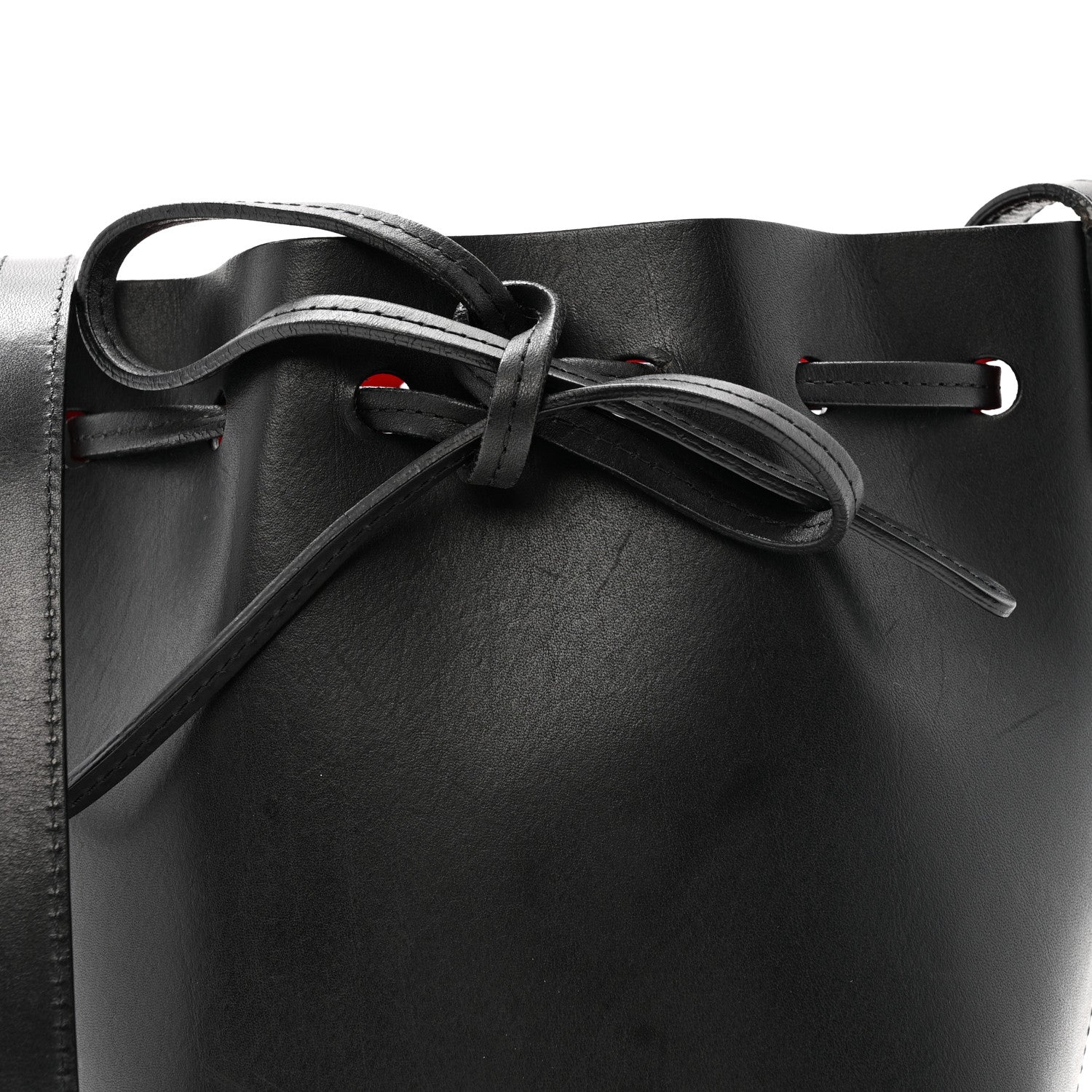 Vegetable Tanned Calfskin Mini Mini Bucket Bag Black Flamma