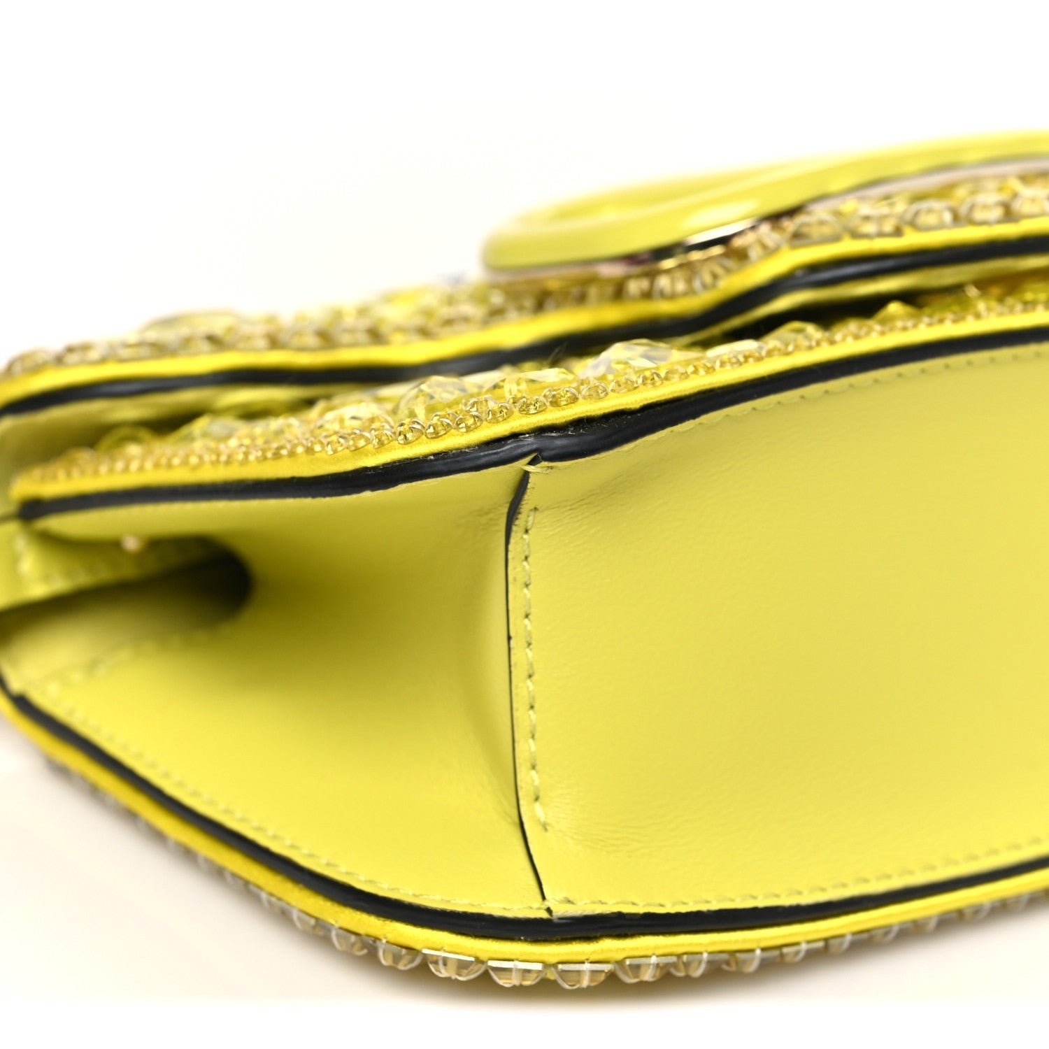 Crystal Nappa Enamel Vlogo Small Loco Shoulder Bag Lemon Cedar