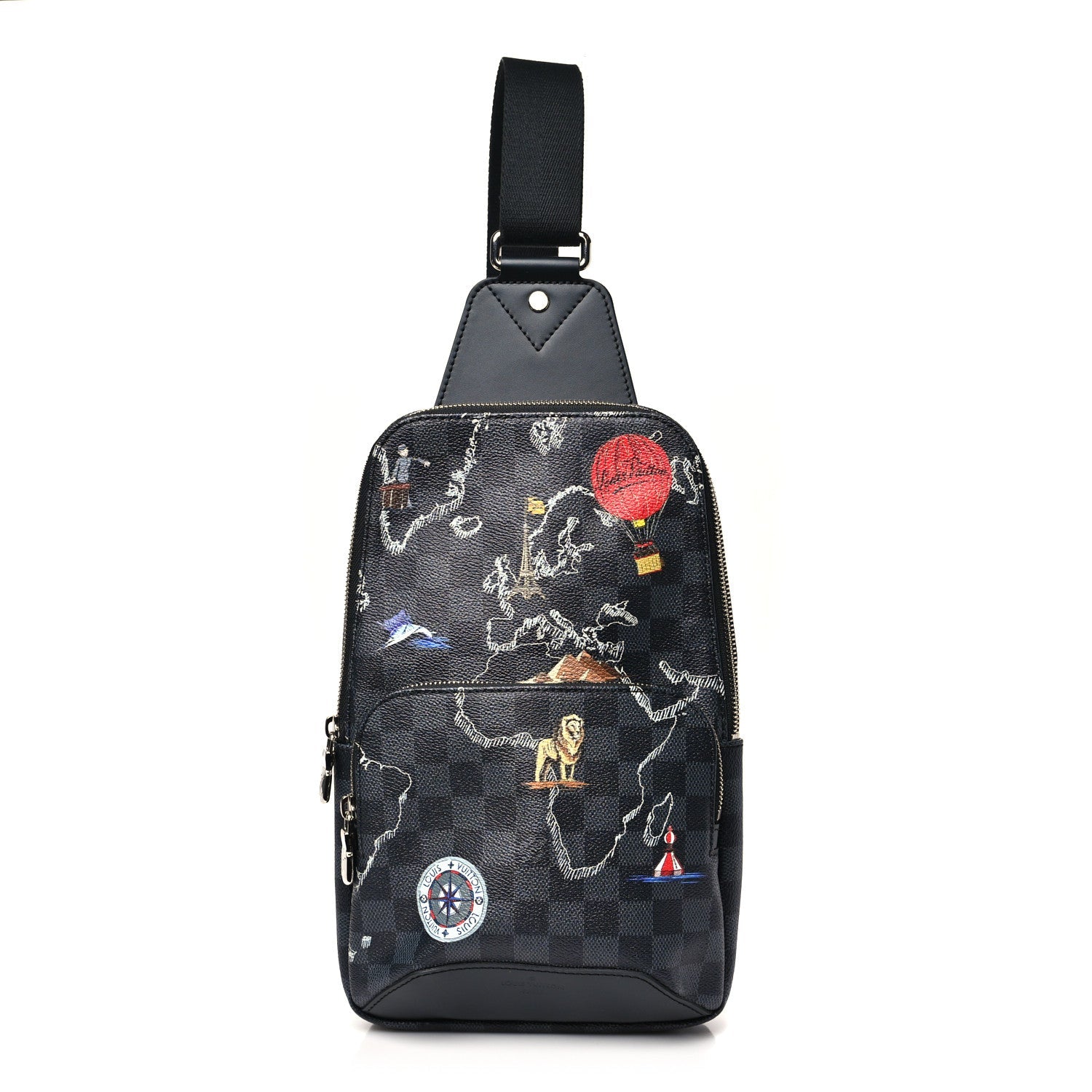 Damier Graphite World Map Avenue Sling Backpack