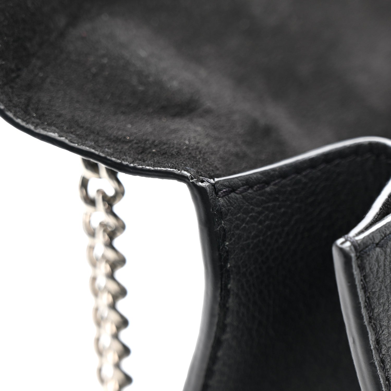 Soft Calfskin Embroidered My Lockme Chain Bag BB Black Snow White