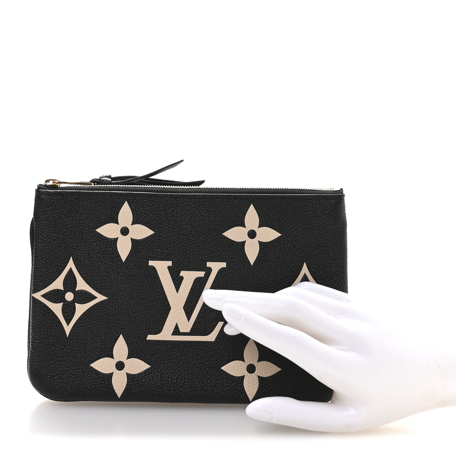 Empreinte Monogram Giant Double Zip Pochette Black Cream