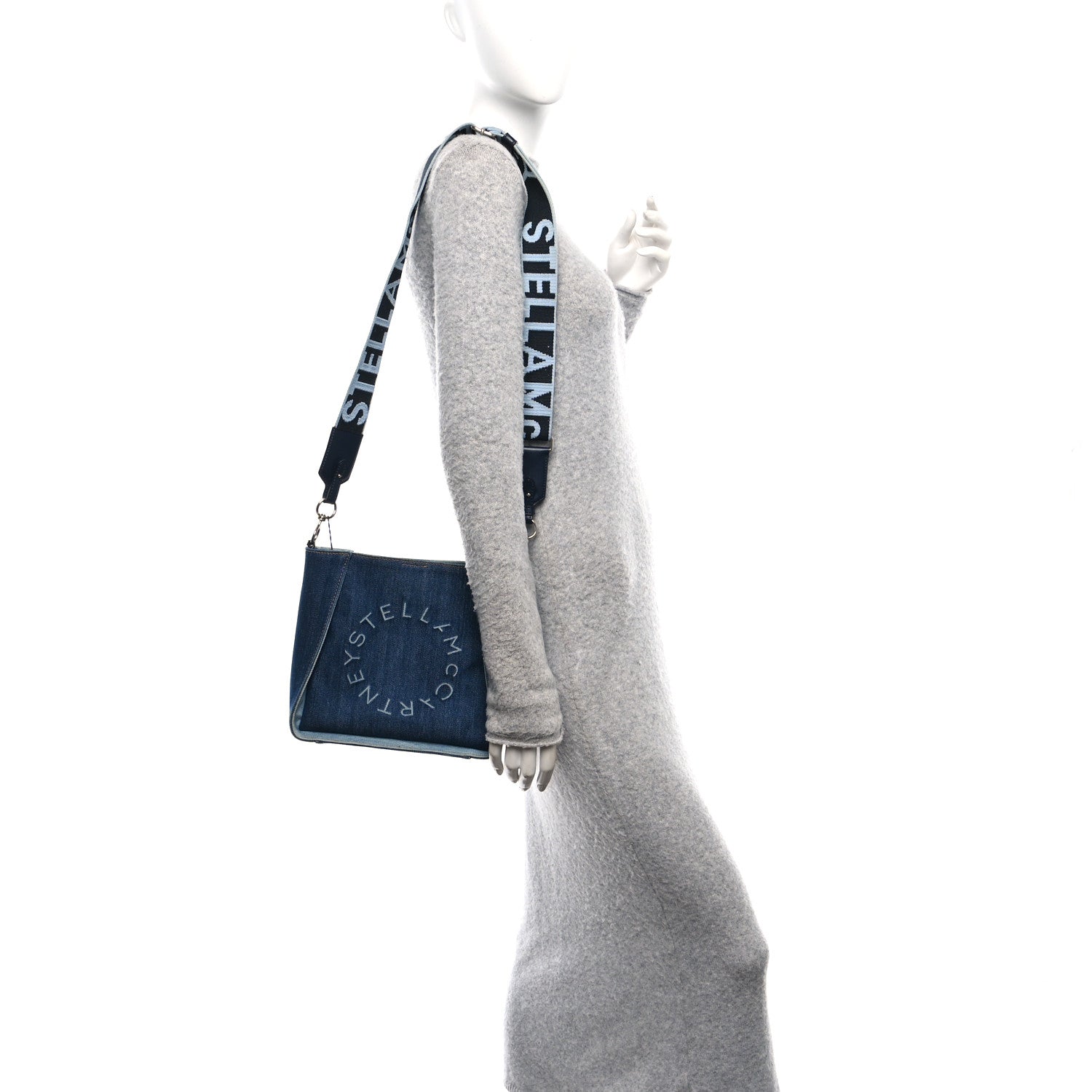 Eco Alter Denim Perforated Logo Mini Crossbody Orion Blue