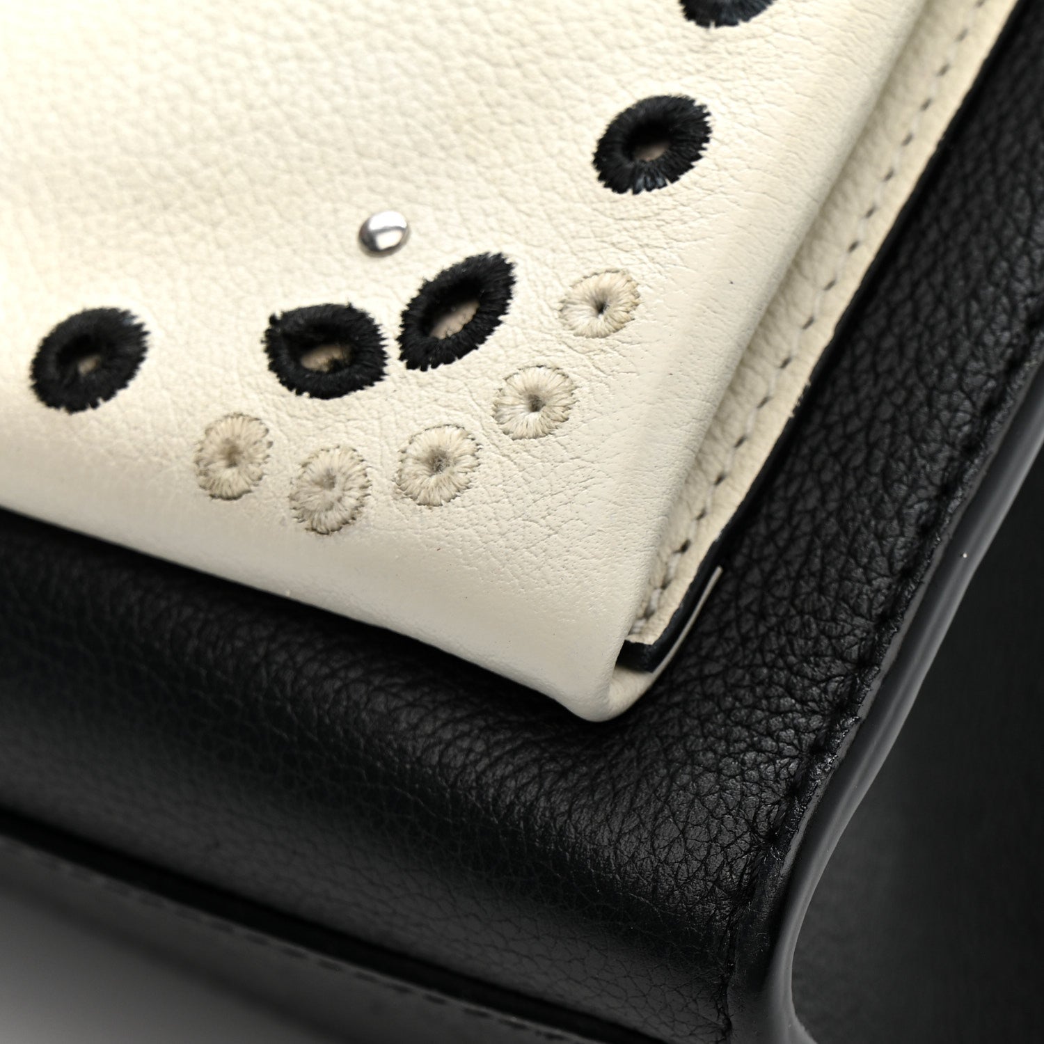 Soft Calfskin Embroidered My Lockme Chain Bag BB Black Snow White