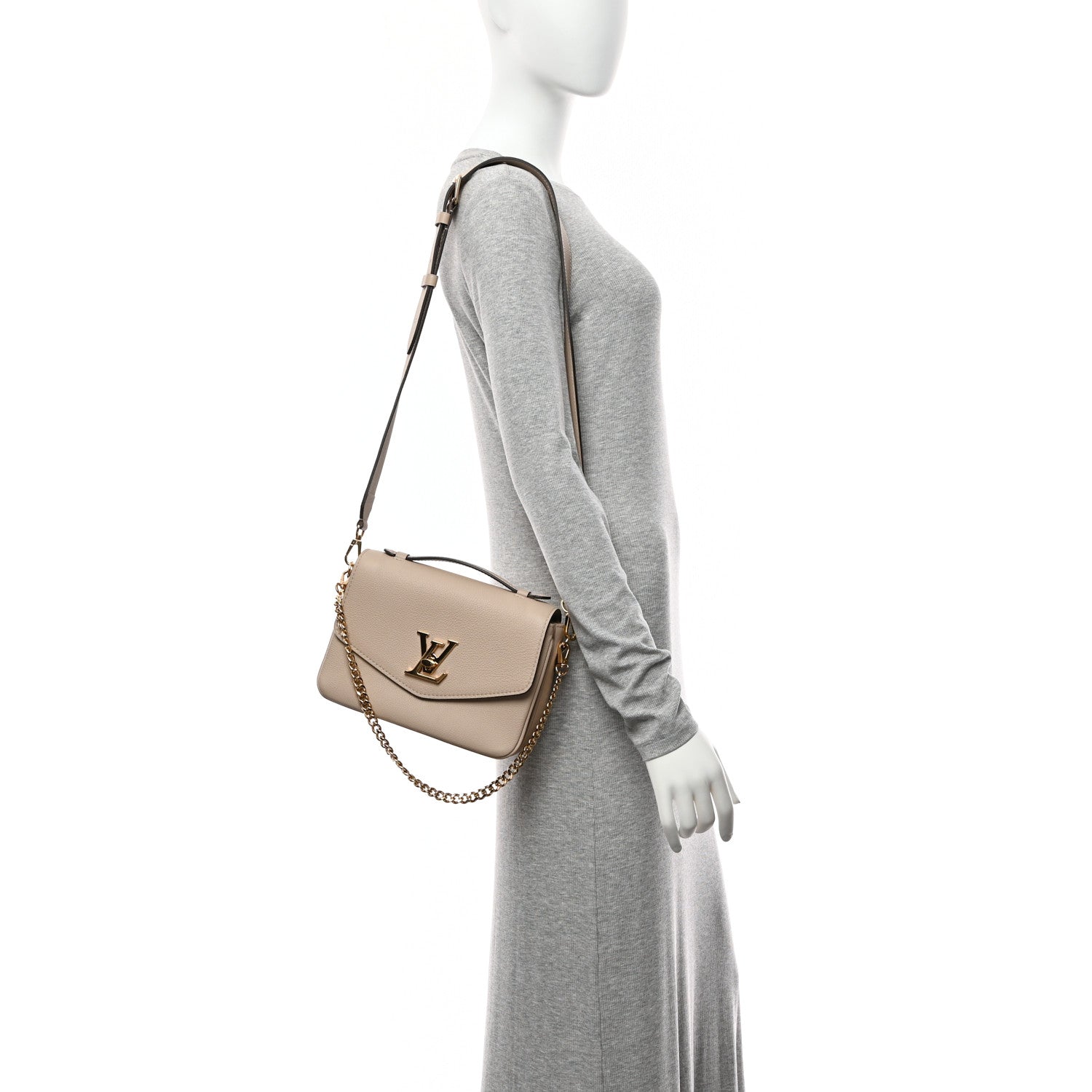 Grained Calfskin Lockme Oxford Greige