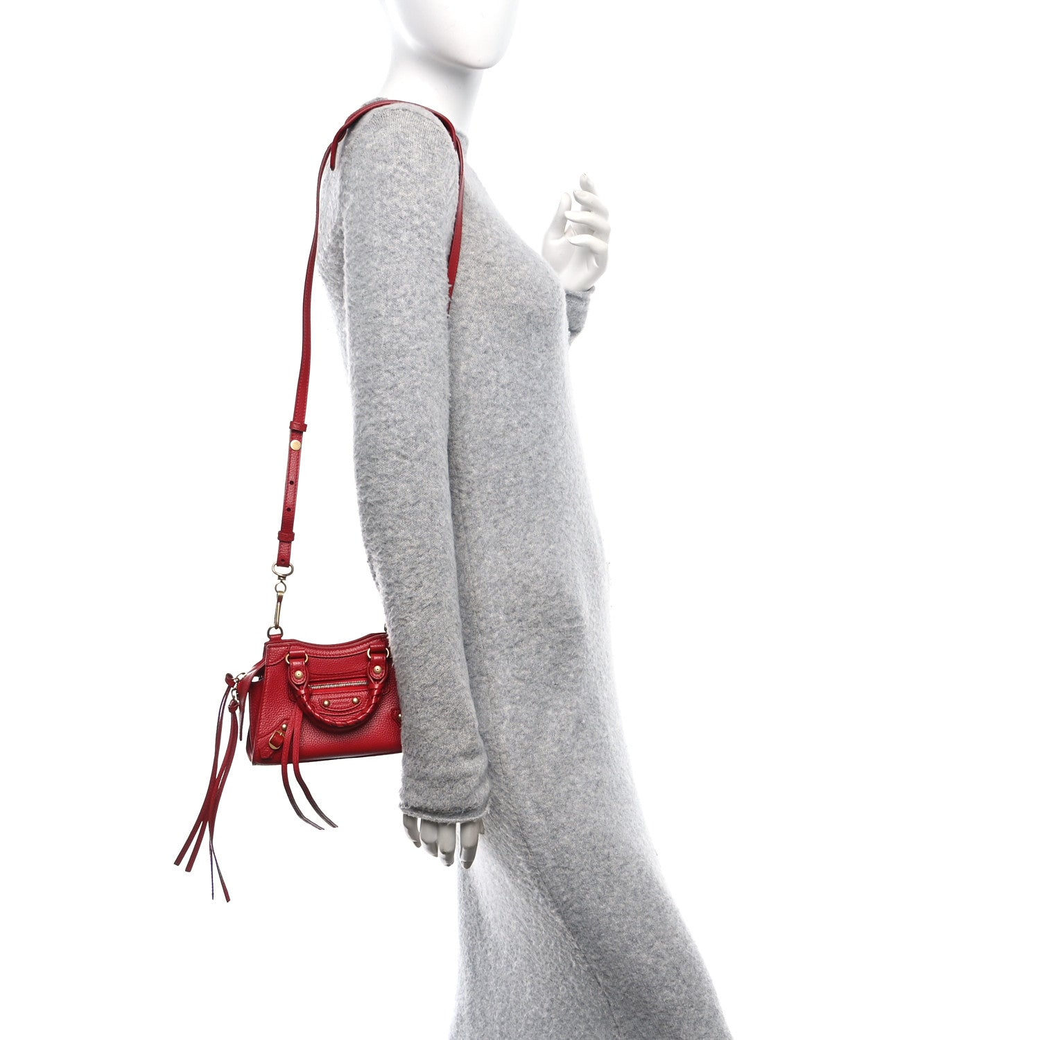 Grained Calfskin Neo Classic Brass Hardware Nano City Red