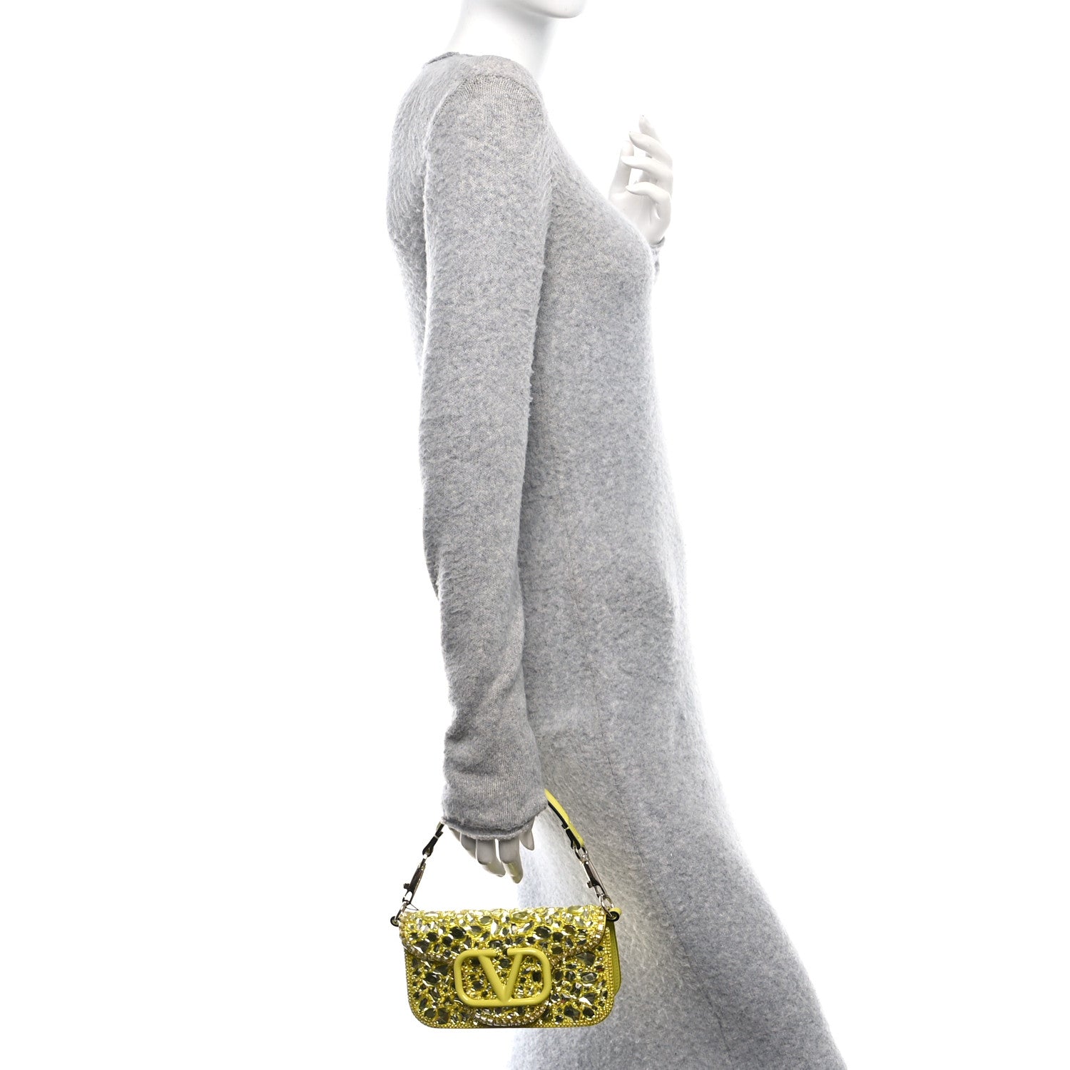 Crystal Nappa Enamel Vlogo Small Loco Shoulder Bag Lemon Cedar