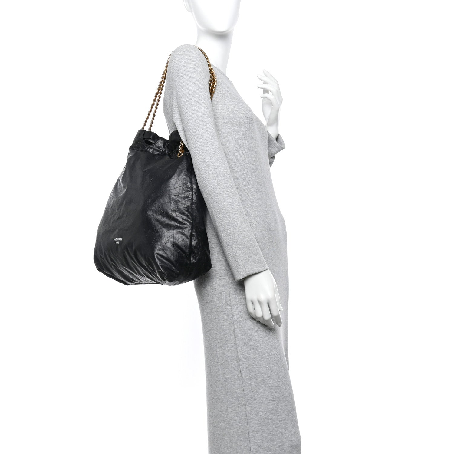 Crushed Calfskin Crush Medium Chain Tote Black