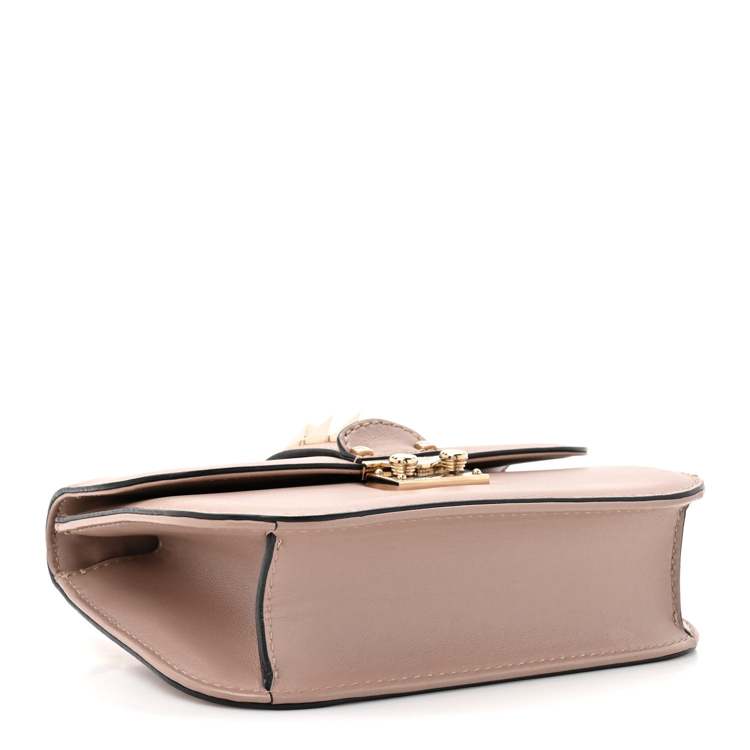 Vitello Small Glam Lock Rockstud Flap Poudre