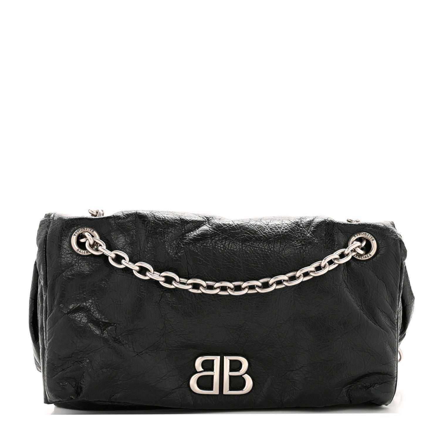 Arena Calfskin Small Monaco Chain Shoulder Bag Black