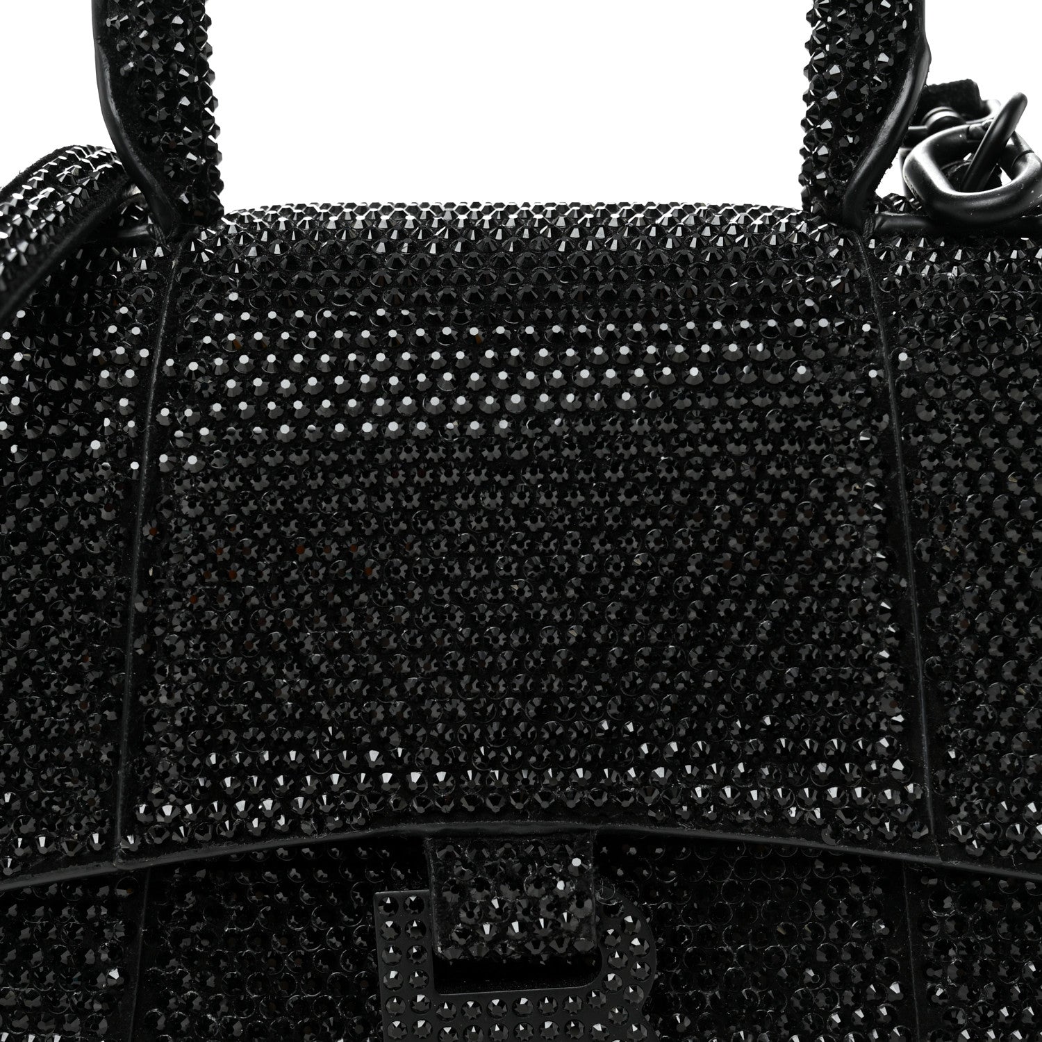 Strass Suede Hourglass Top Handle Bag XS Black Jet