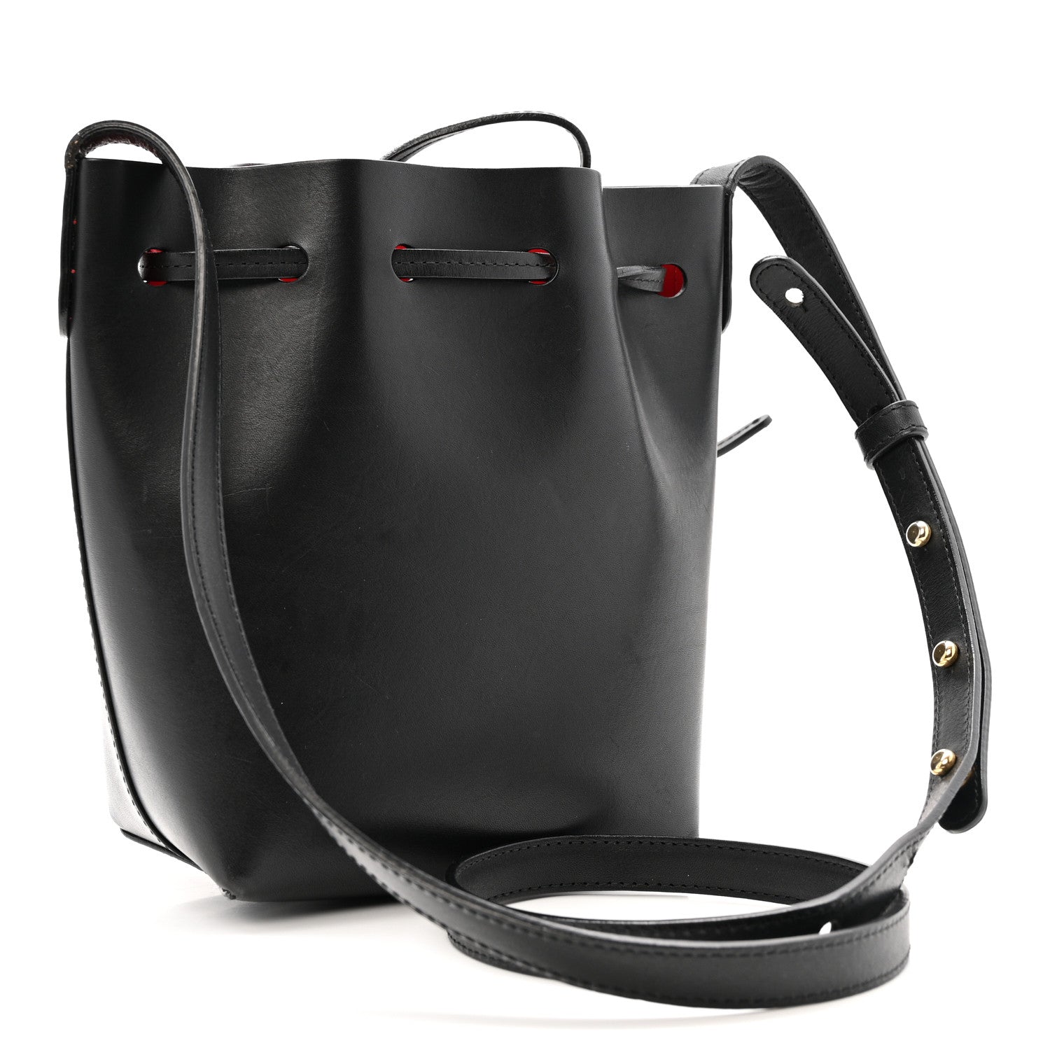 Vegetable Tanned Calfskin Mini Mini Bucket Bag Black Flamma