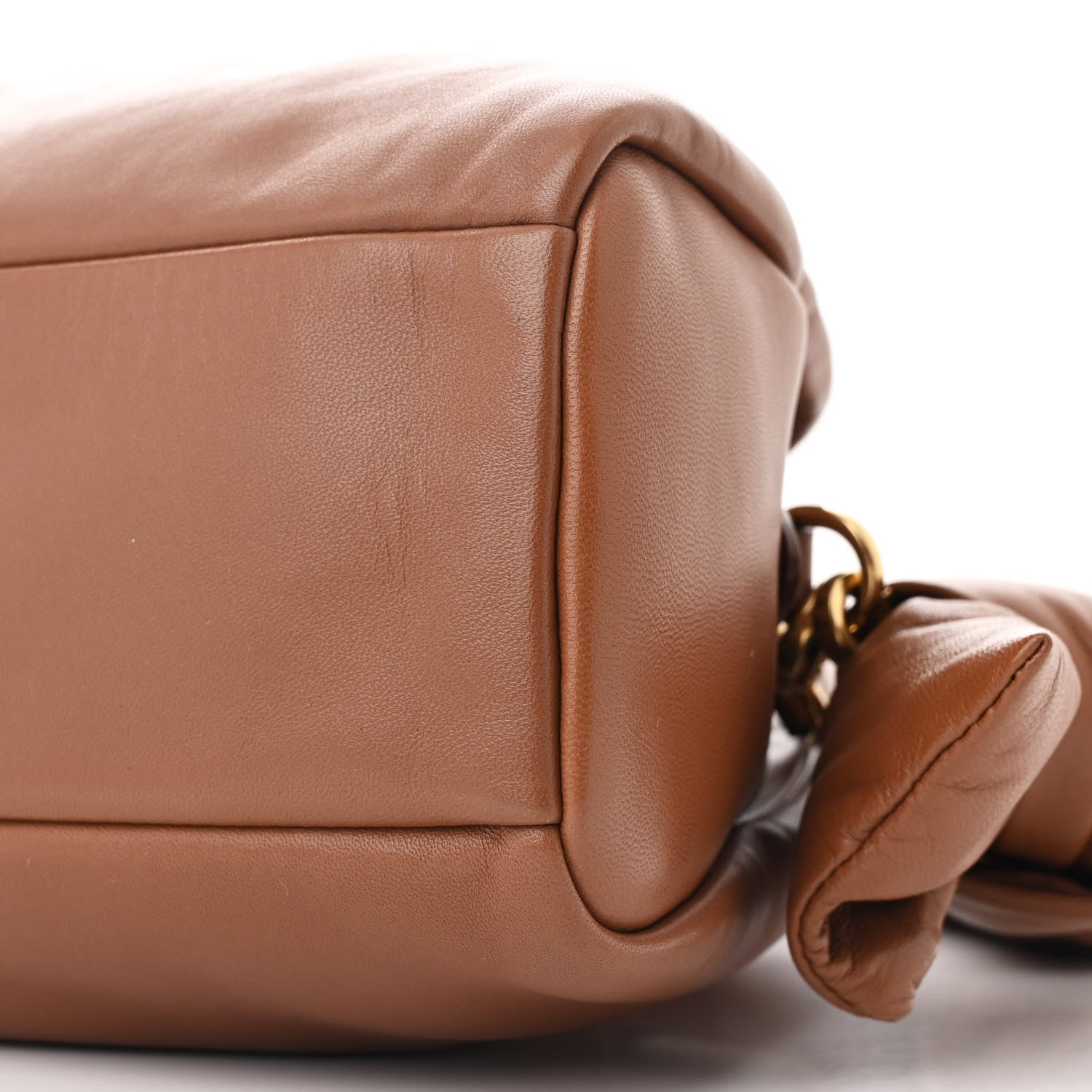 Nappa Knot Top Handle Shoulder Bag Cognac
