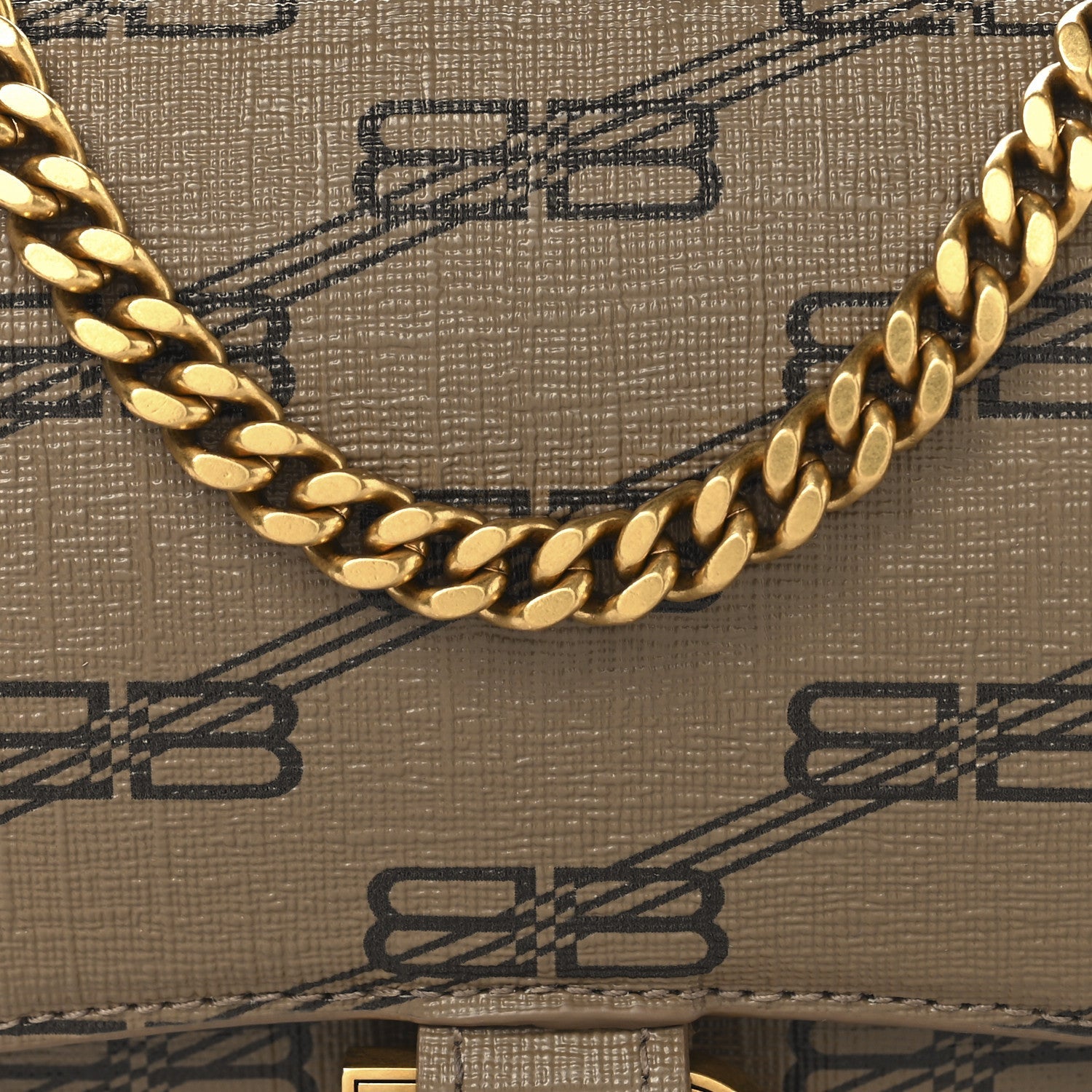 Coated Canvas BB Monogram Hourglass Chain Bag Beige Brown