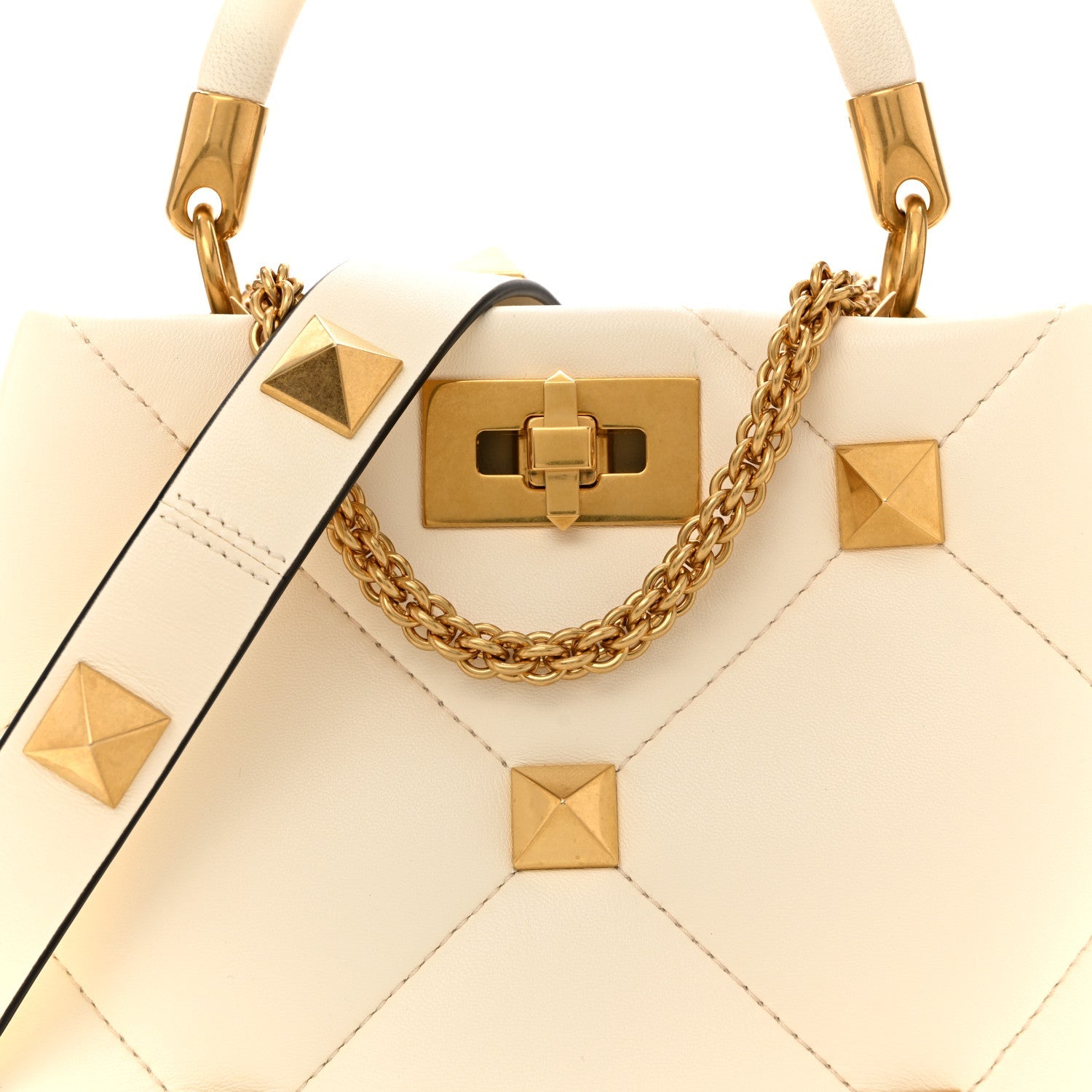 Nappa Small Roman Stud The Handle Bag Ivory