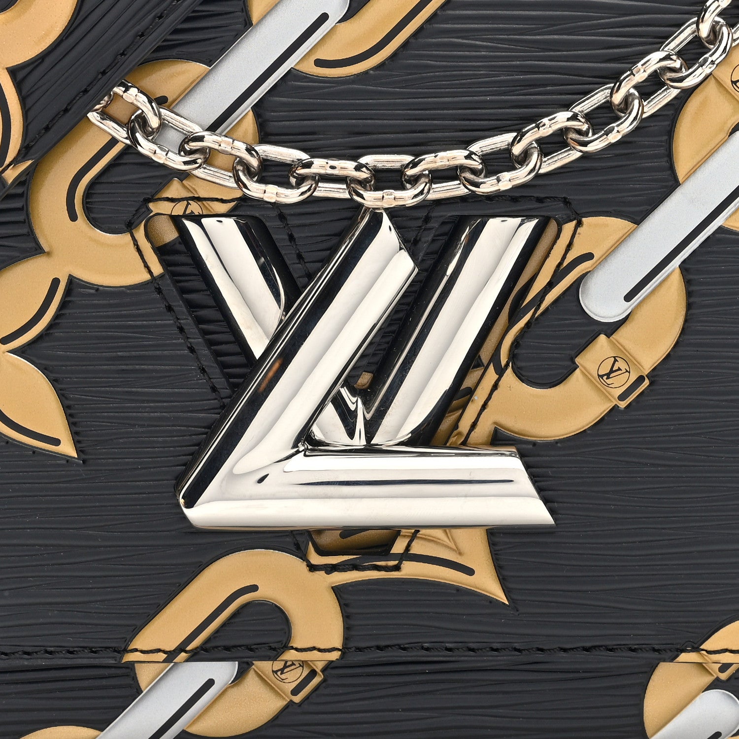 Epi Chain Flower Twist Shoulder Bag MM Black