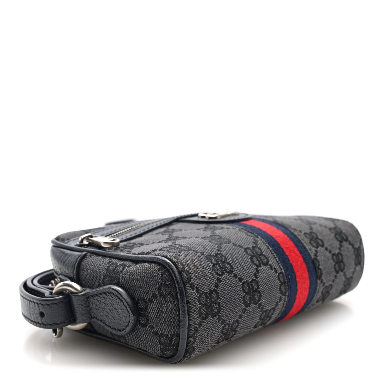 X BALENCIAGA BB Monogram Web Mini Ophidia Shoulder Bag Black