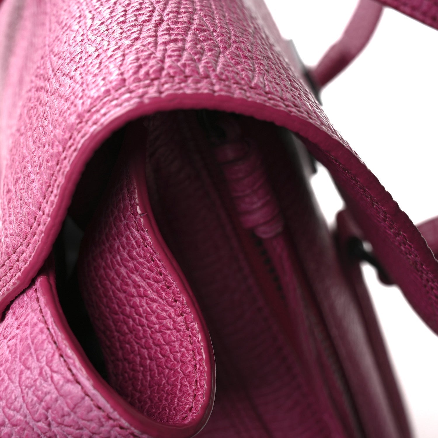 Textured Calfskin Large Pashli Satchel Bright Fuchsia