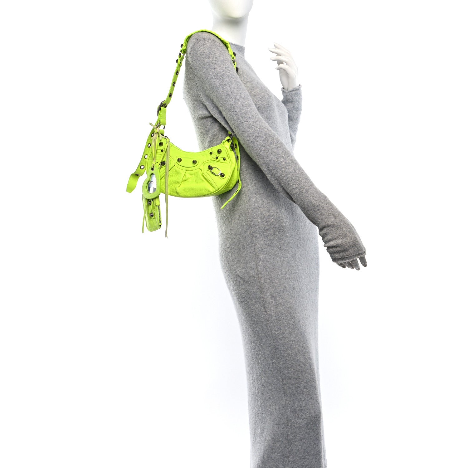 Agneau Arena Le Cagole Shoulder Bag XS Fluo Yellow
