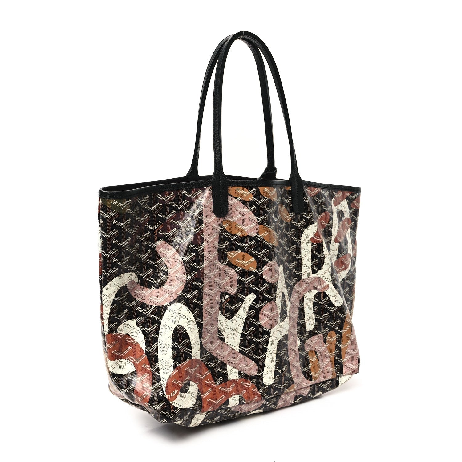 Goyardine Saint Louis Lettres Camouflage PM Black Pink Multicolor