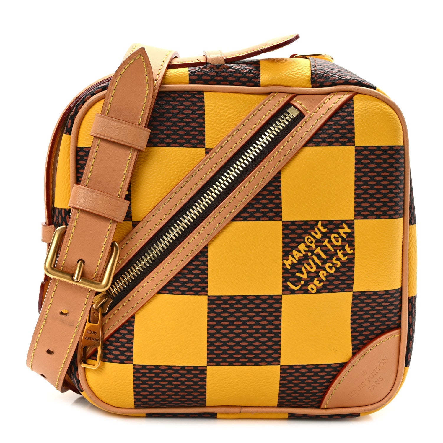 Damier Pop Chess Messenger Jaune Mat