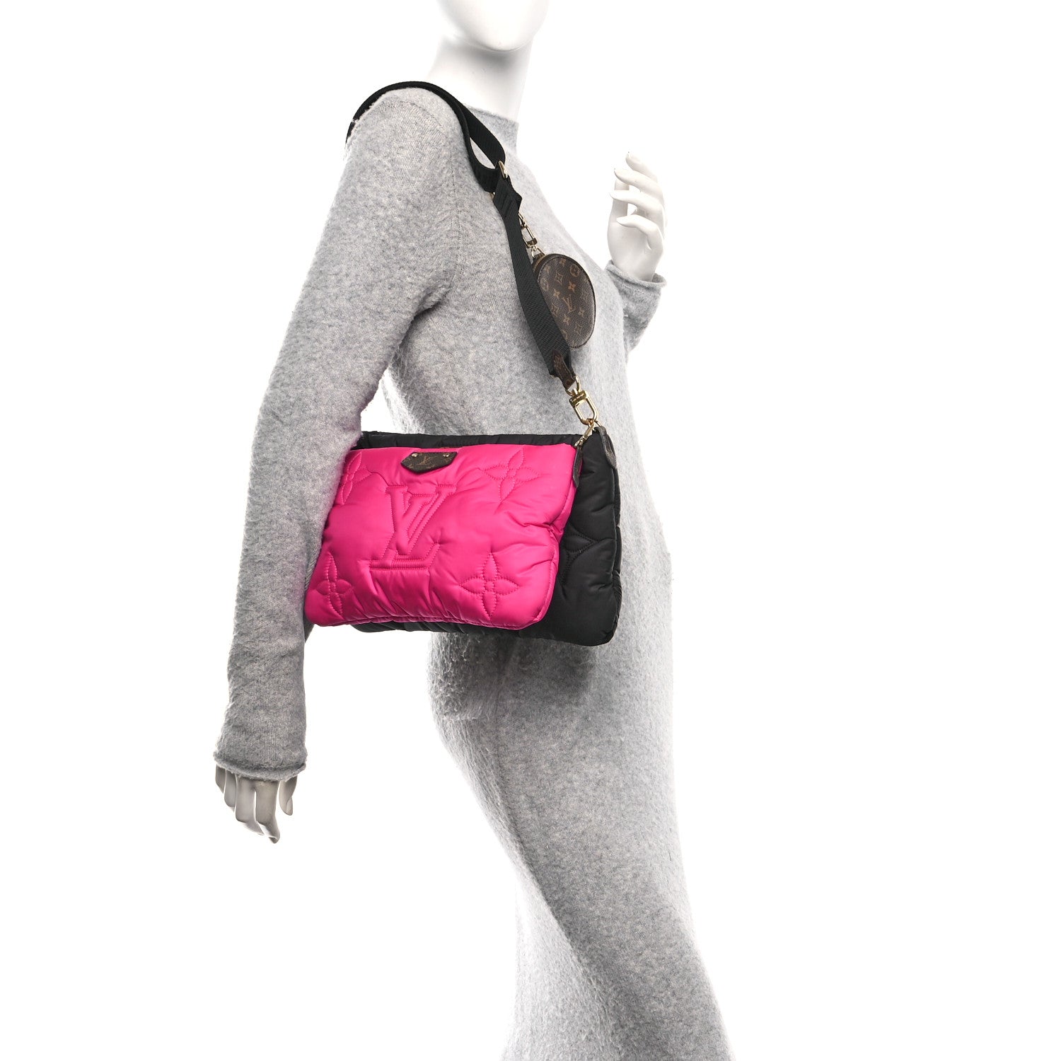 Econyl Monogram Pillow Maxi Multi Pochette Accessories Black Fuchsia