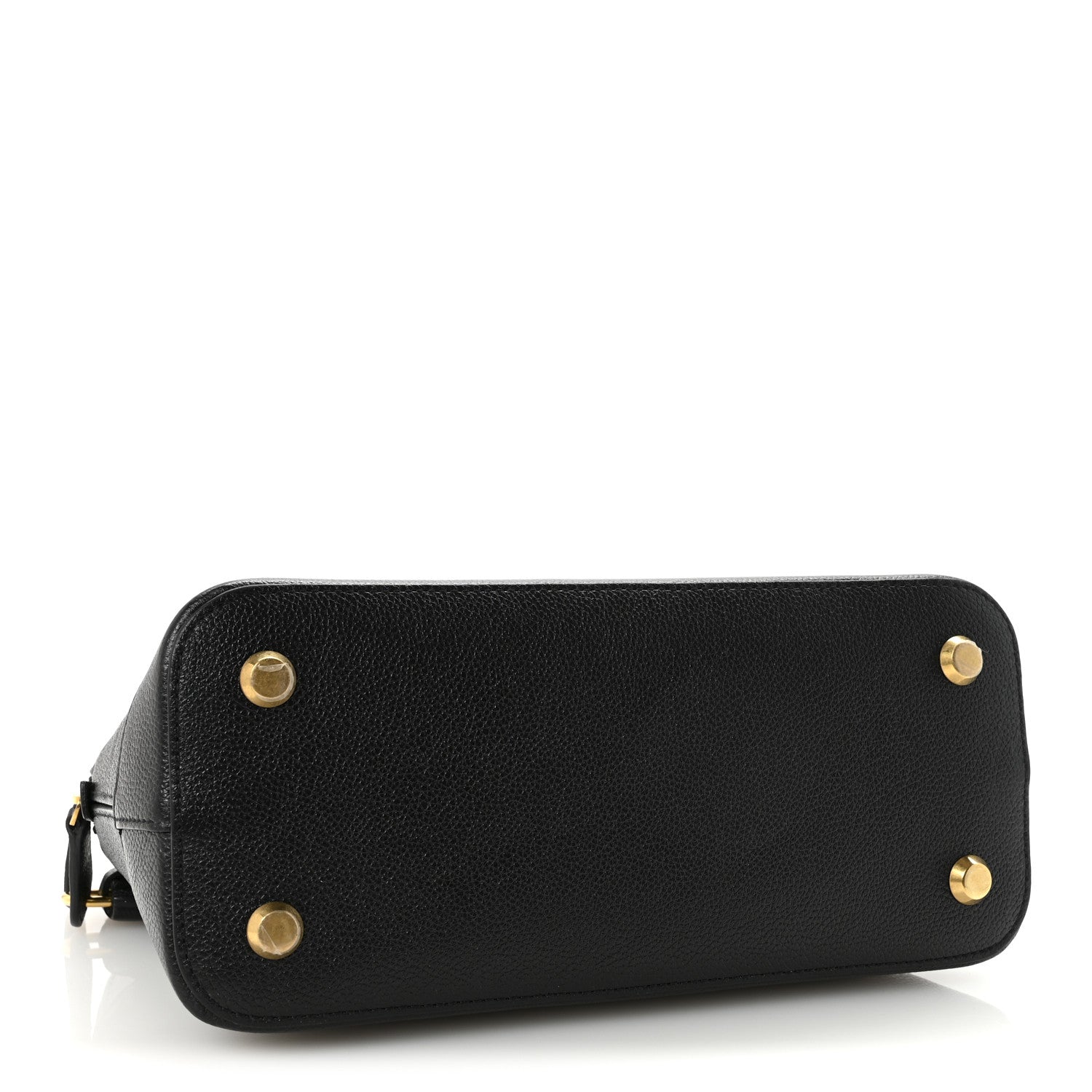 Signature Grained Calfskin Logo S Ville Top Handle Bag Black