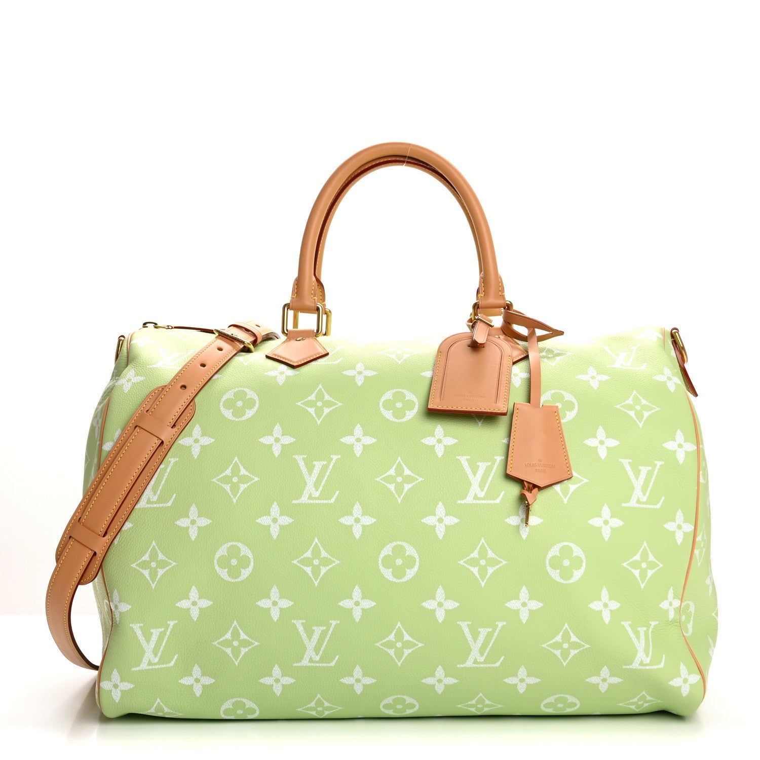 Calfskin Monogram Speedy P9 Bandouliere 50 Frozen Lime