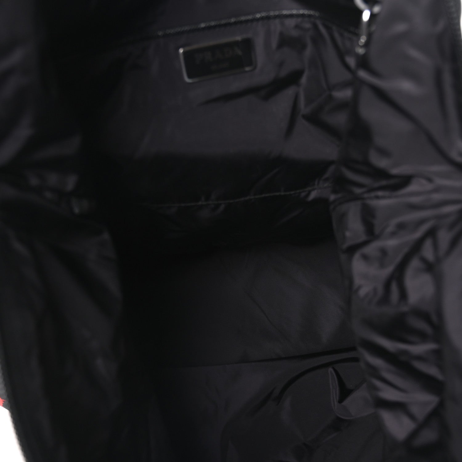 Tessuto Nylon Saffiano Rose Print Tote Black Rosso