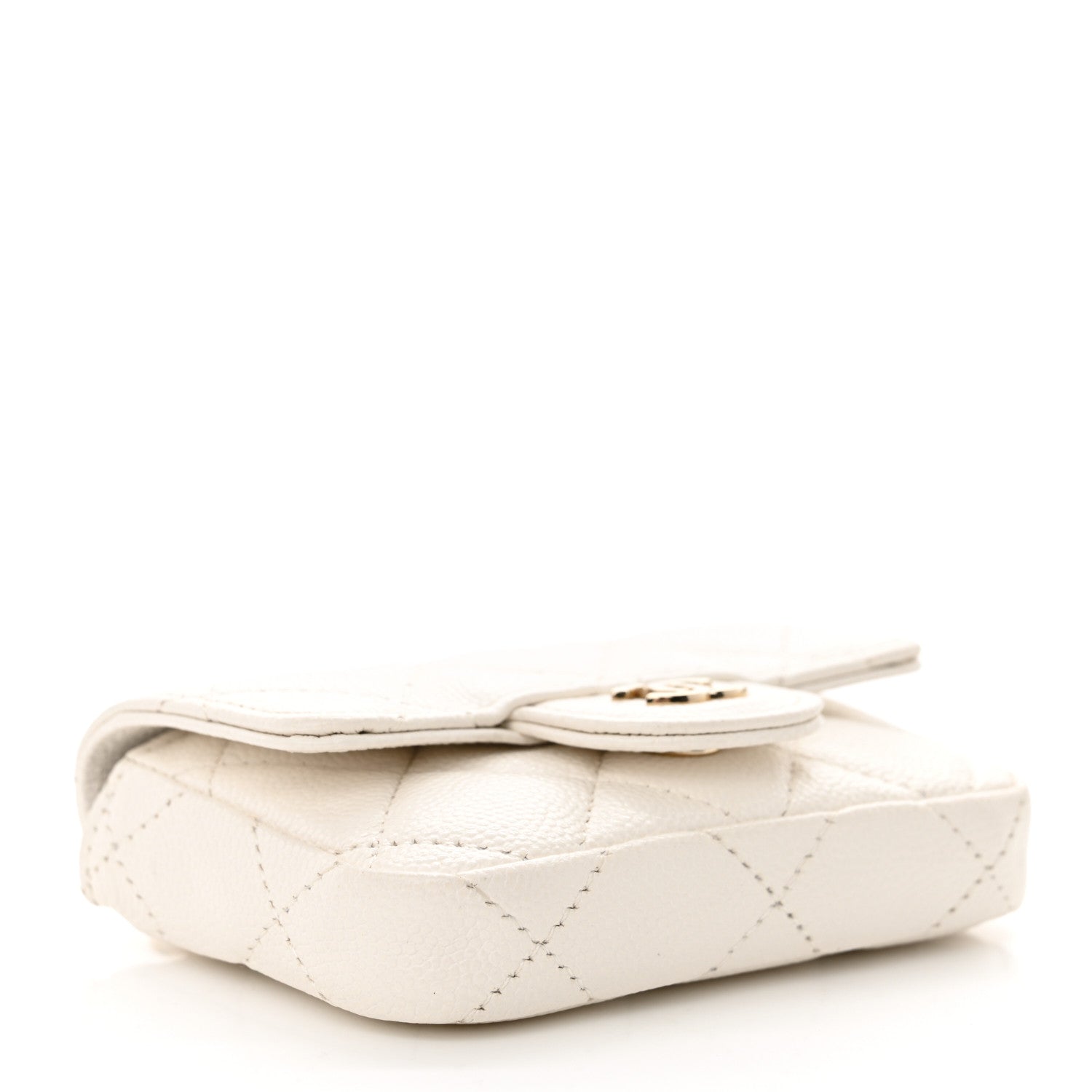 Caviar Quilted Mini Chain Belt Bag White
