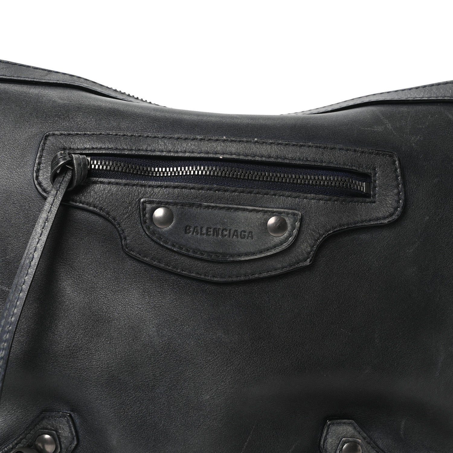 Used Calfskin Silver Hardware Small Neo Classic City Navy