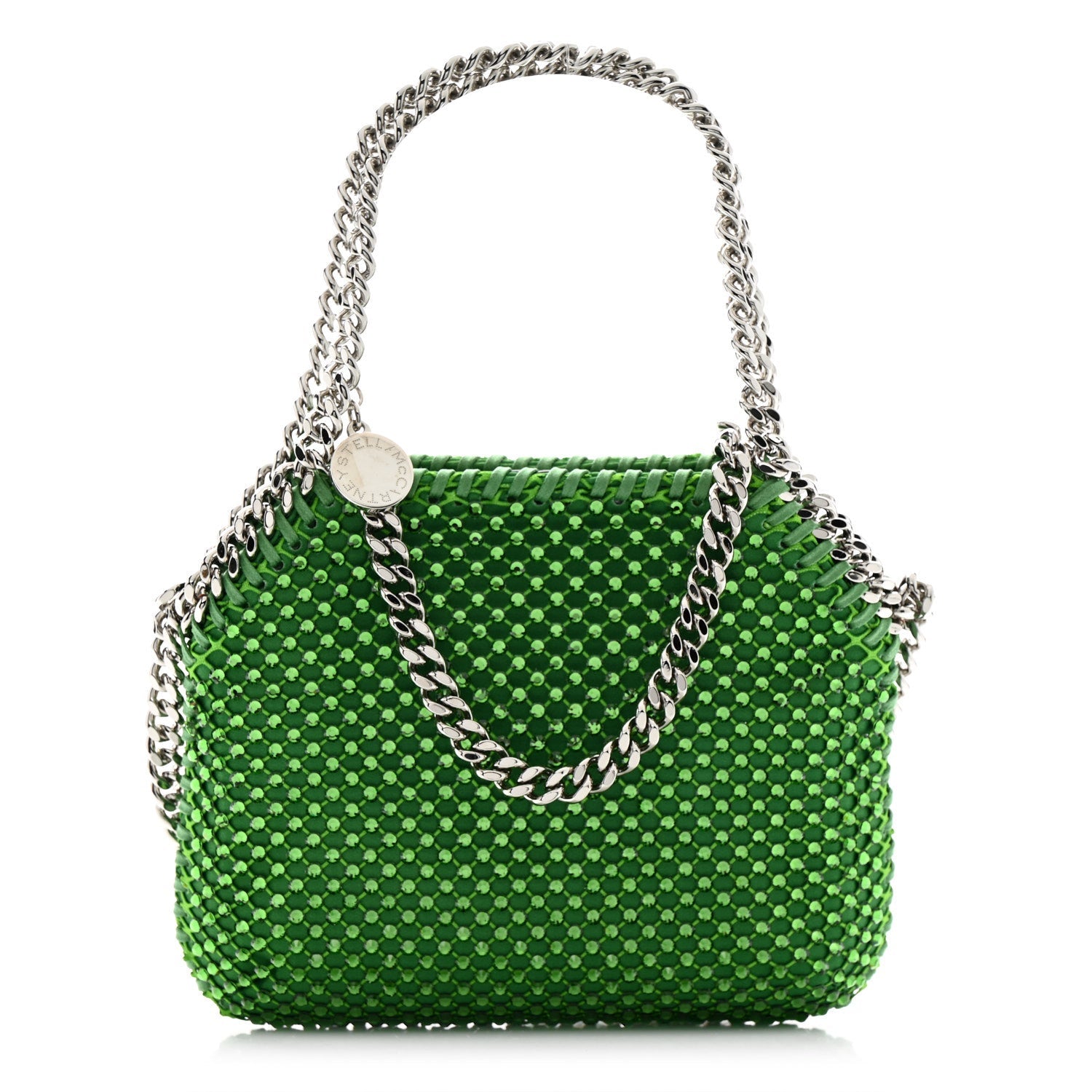 Mesh Crystal Mini Falabella Crossbody Bag Green