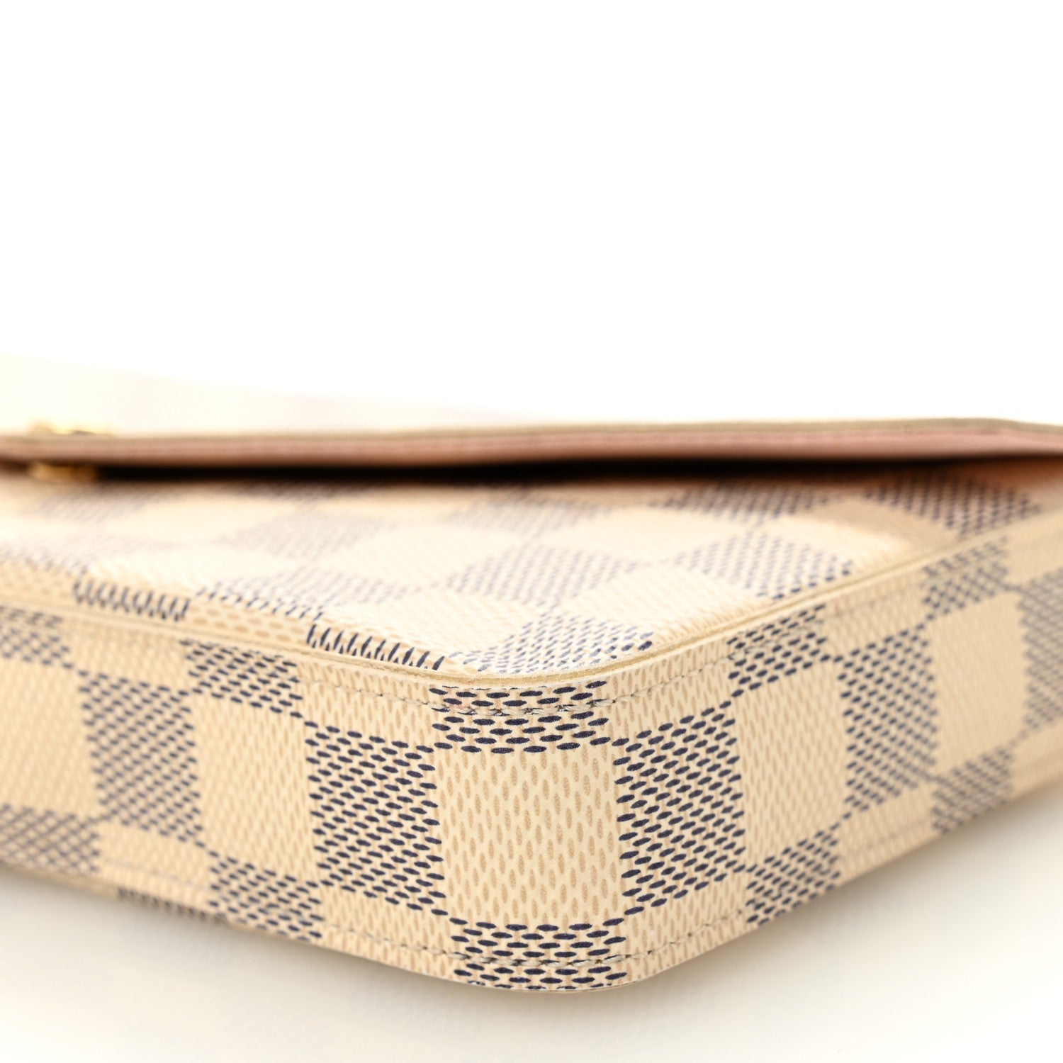 Damier Azur Pochette Felicie Chain Wallet Rose Ballerine