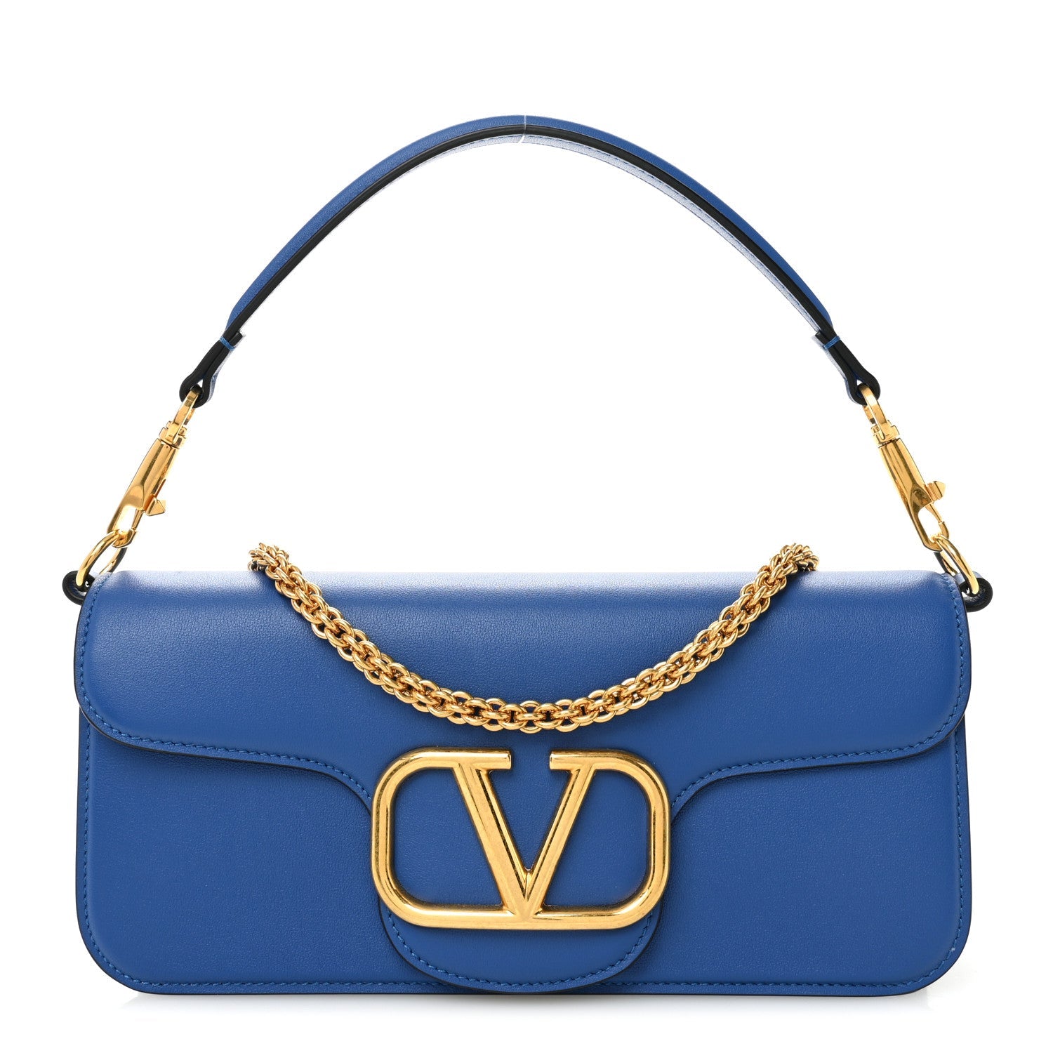 Calfskin Vlogo Loco Shoulder Bag Riverside Blue