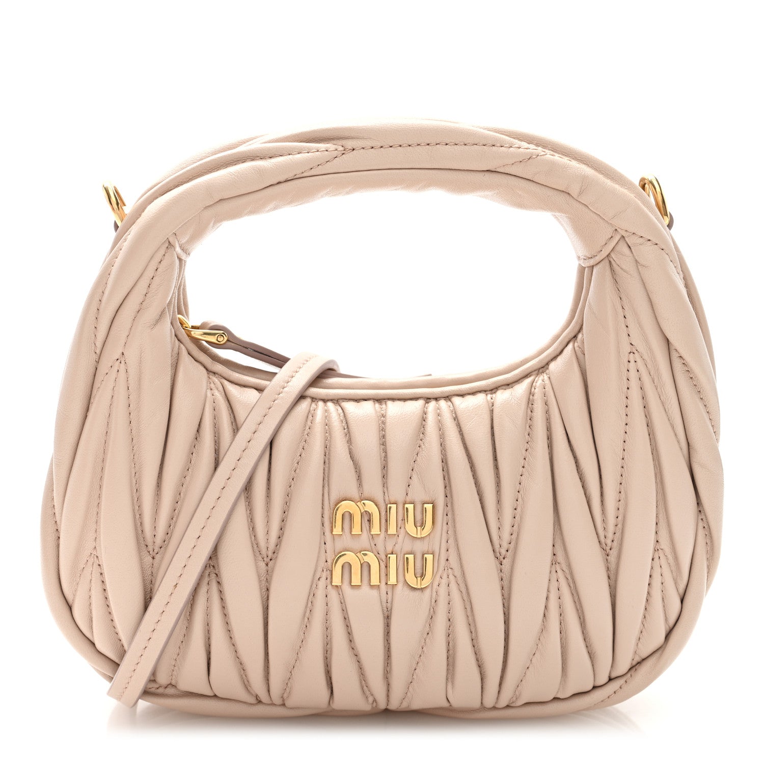 Nappa Matelasse Mini Wander Hobo Cipria