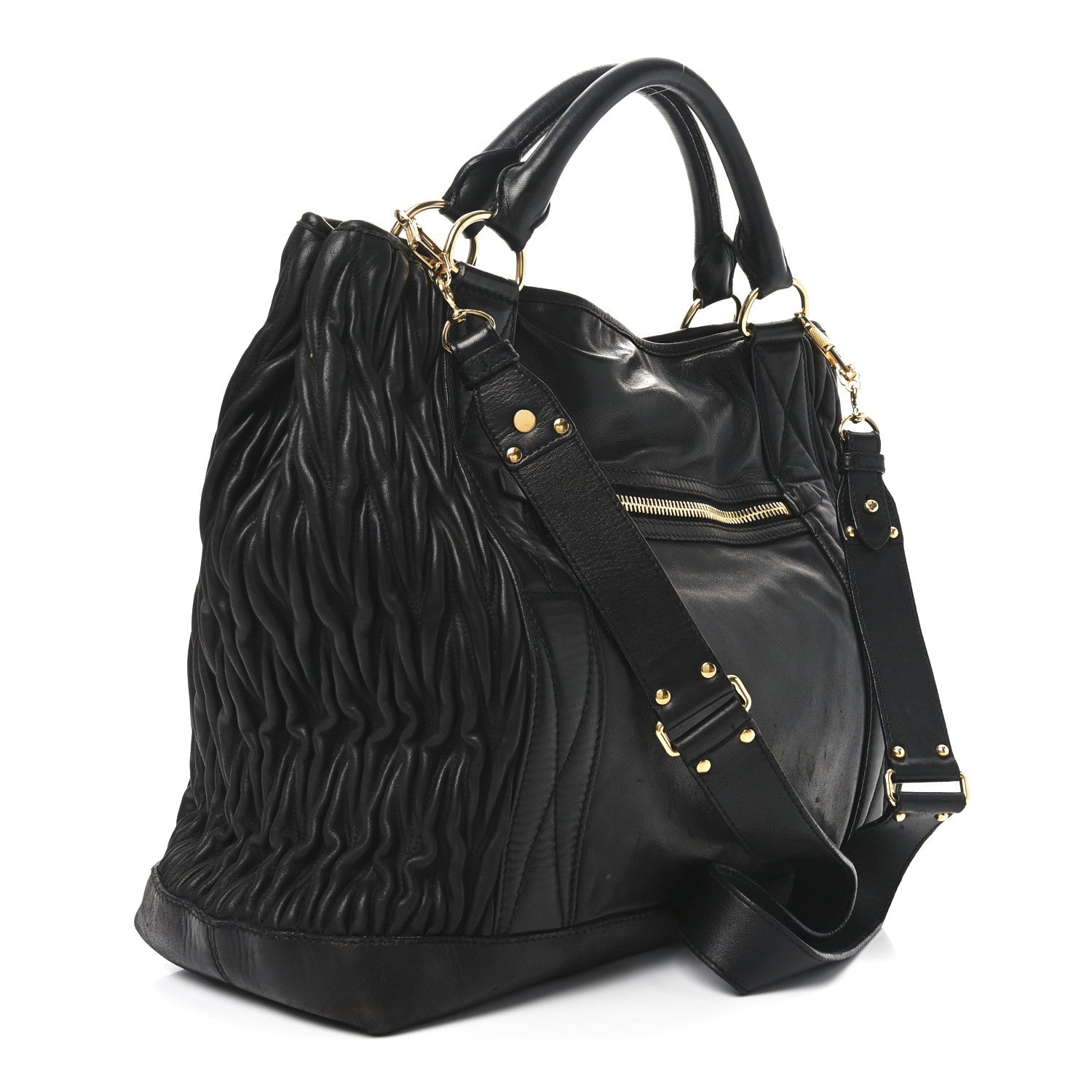 Nappa Matelasse Top Handle Black