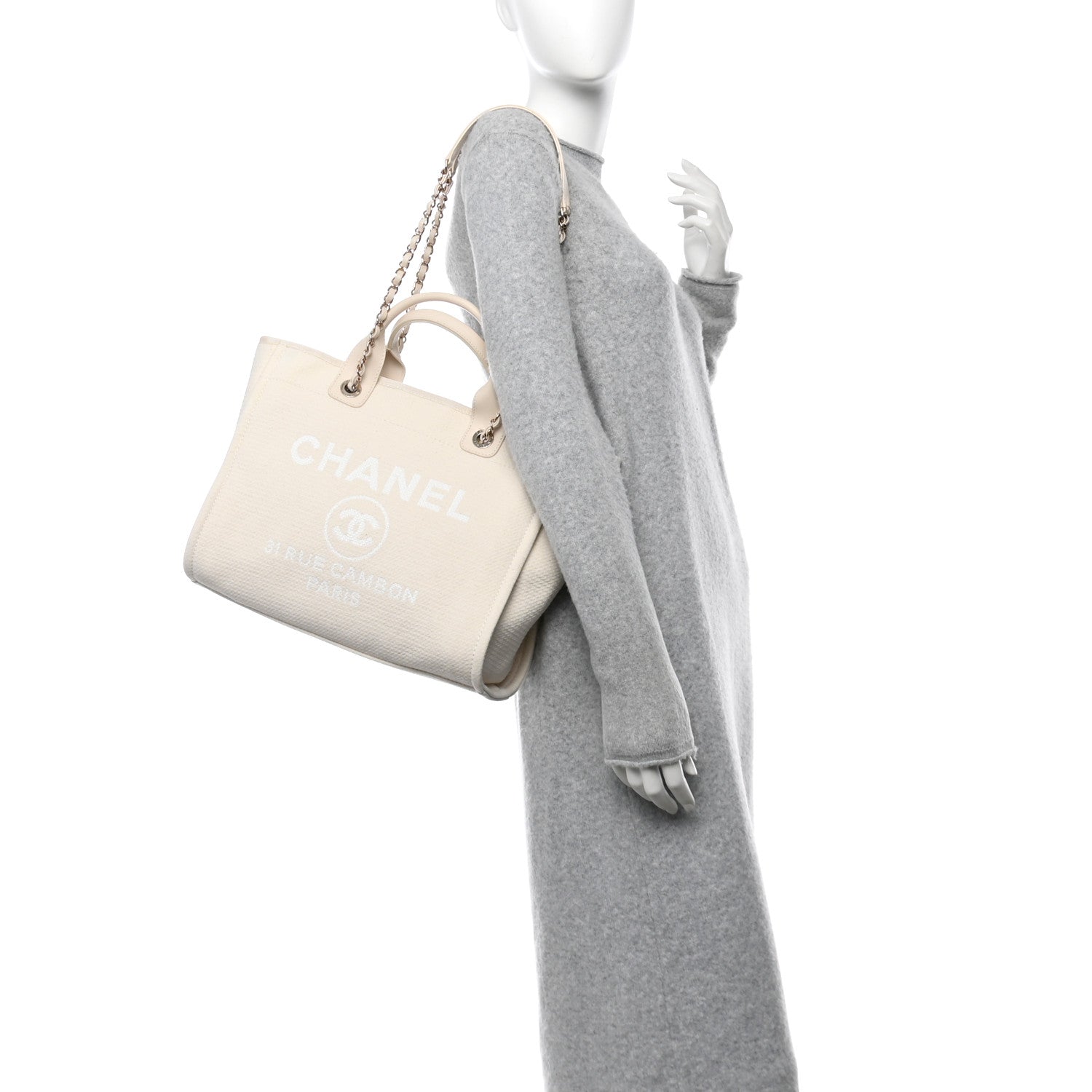 Canvas Small Deauville Tote Beige