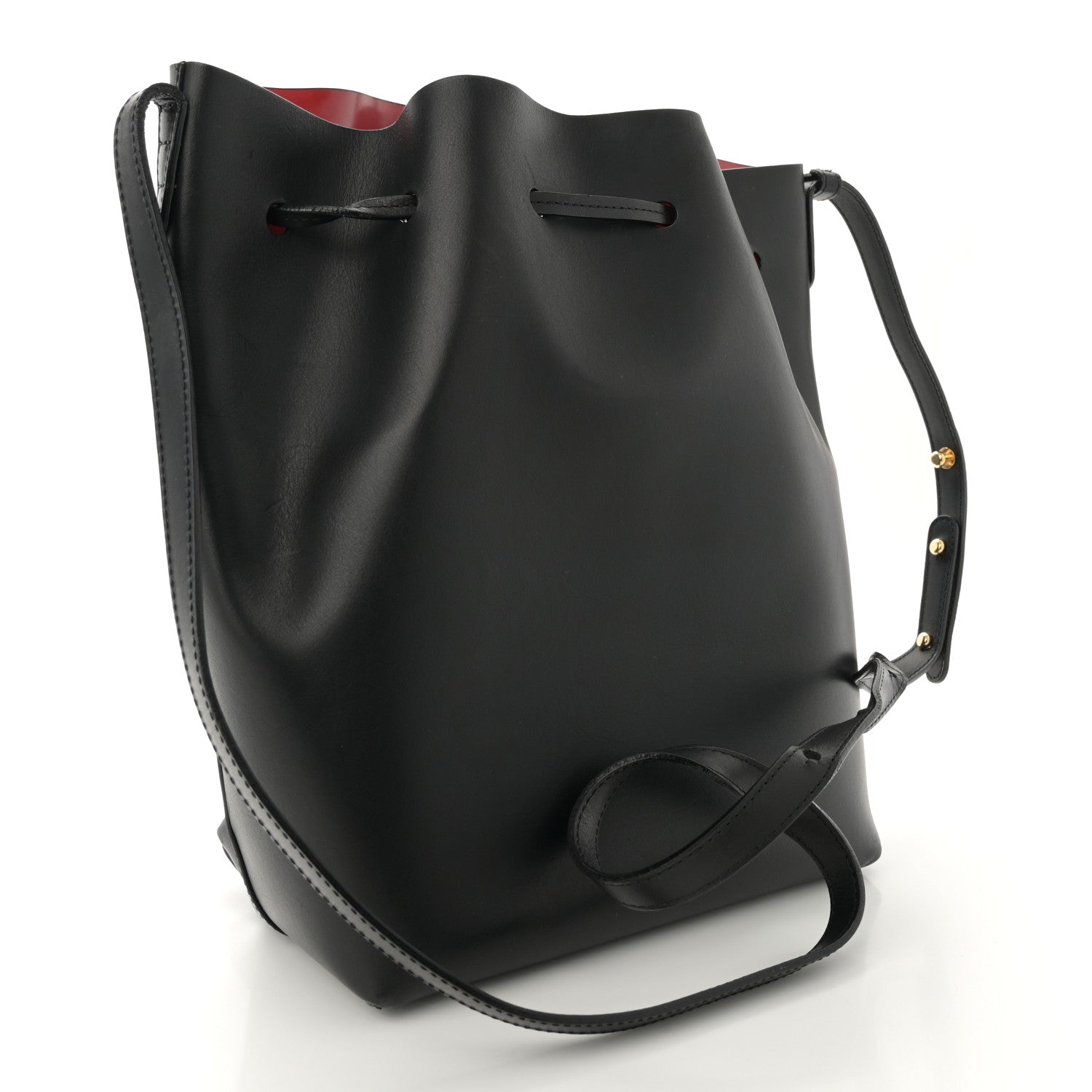 Vegetable Tanned Calfskin Bucket Bag Black Flamma