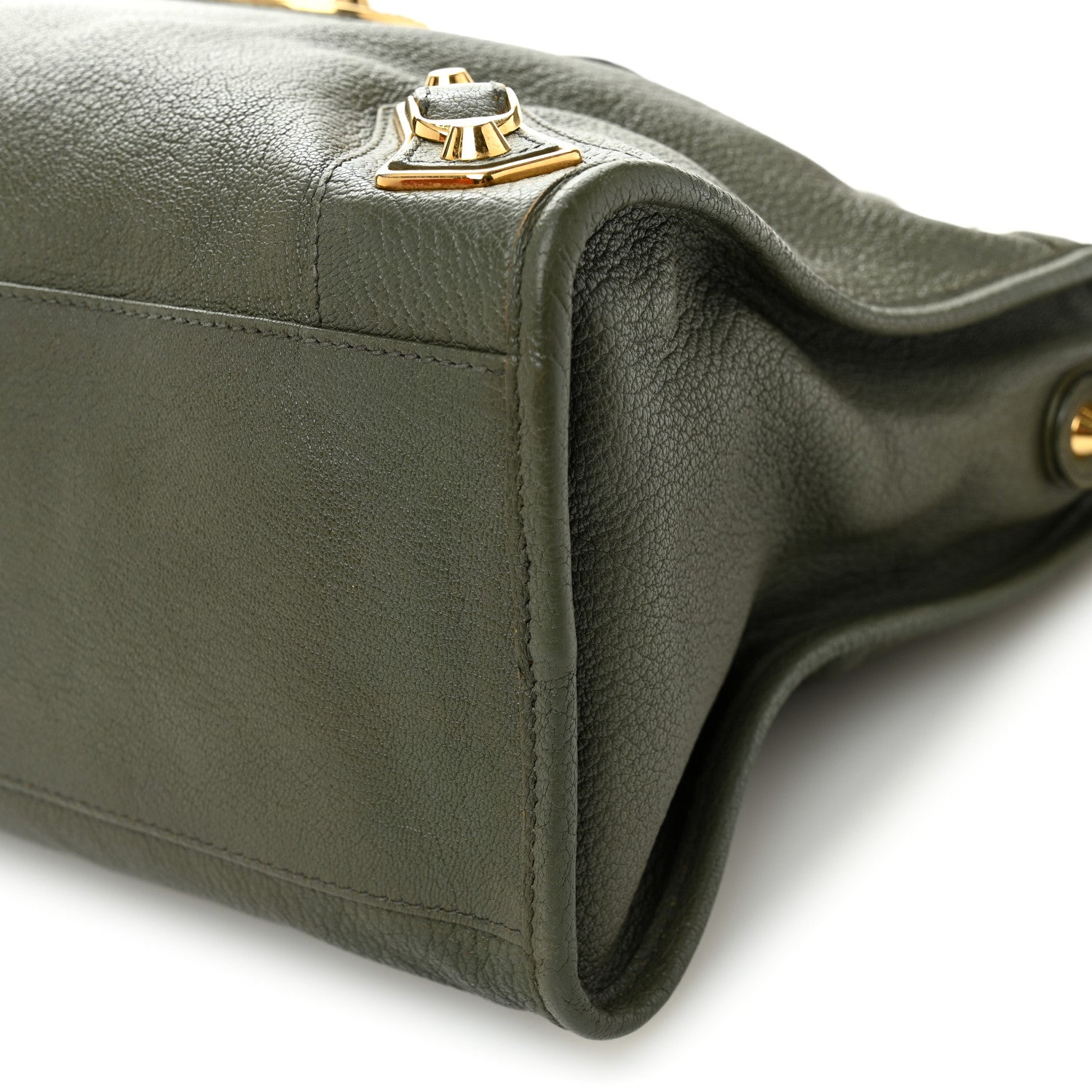 Chevre Gold Metallic Edge Hardware City Vert Lichen