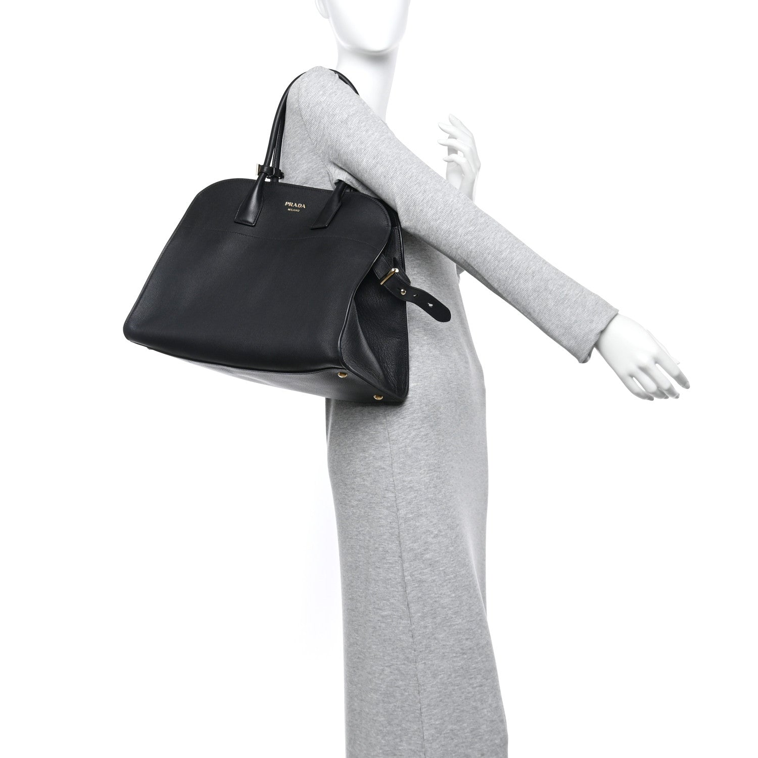 Soft Grain Calfskin Large Tote Bag Black