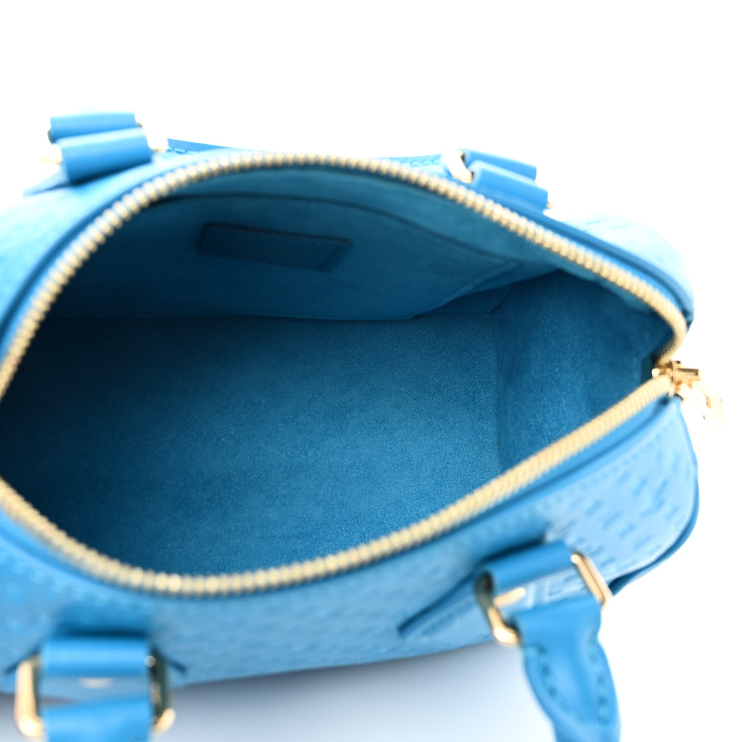 Calfskin Nanogram Embossed Speedy Bandouliere 20 Blue