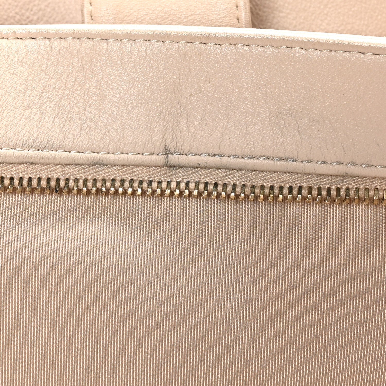 Calfskin Elaphe Stitched Large Chevron Chic Shopping Bag Beige