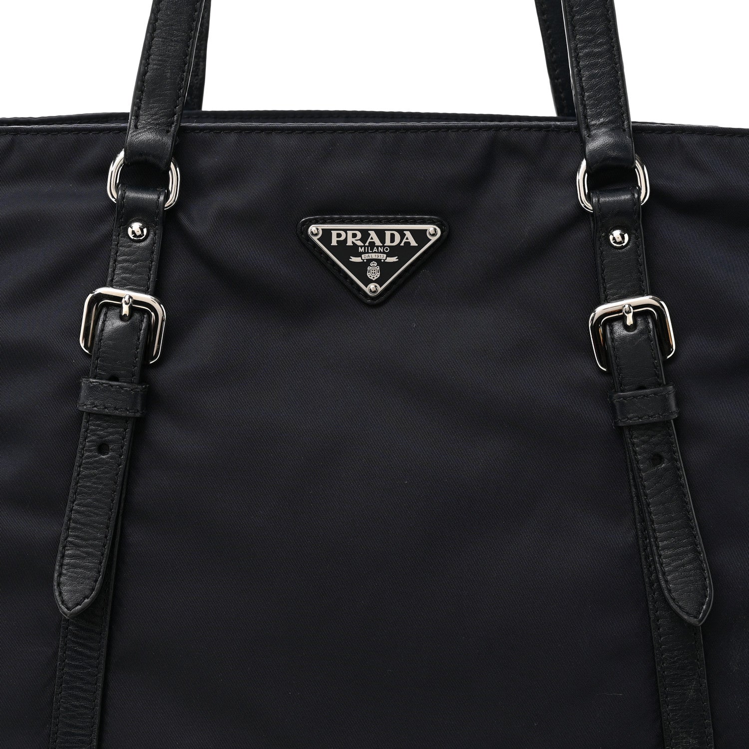 Tessuto Nylon Soft Calfskin Side Zip Tote Bag Bleu