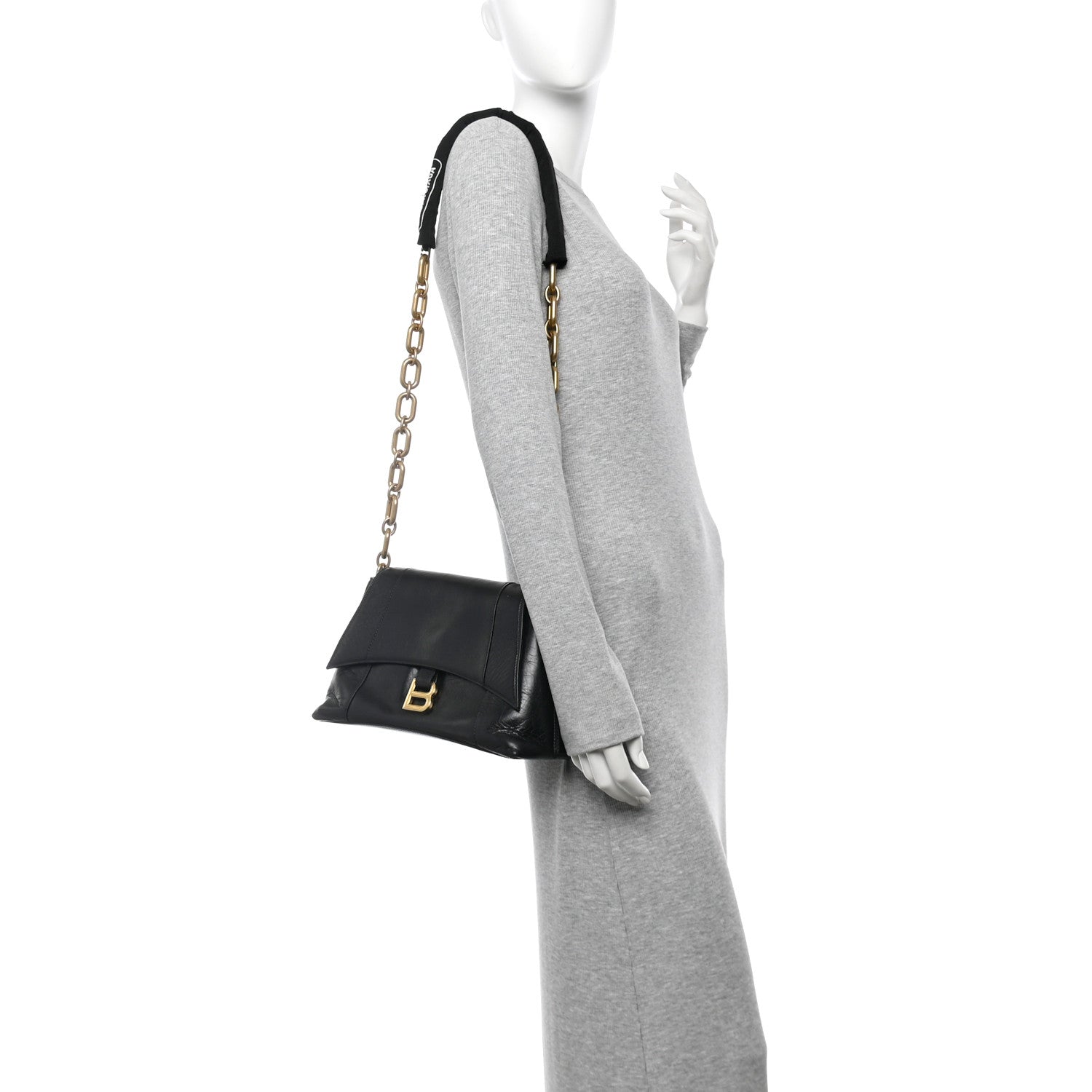 Paper Calfskin S Downtown Chain Shoulder Bag Black