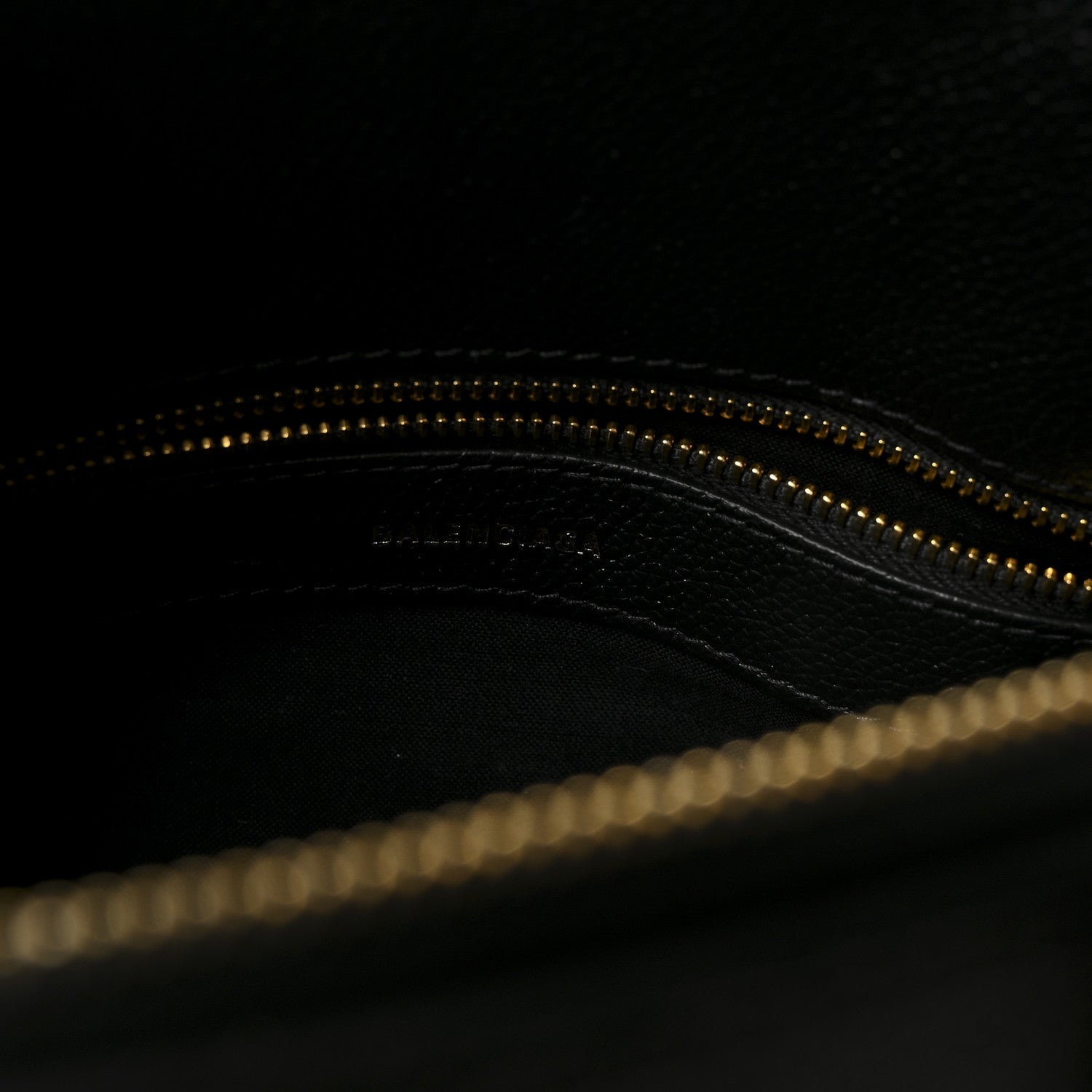 Signature Grained Calfskin Logo S Ville Top Handle Bag Black