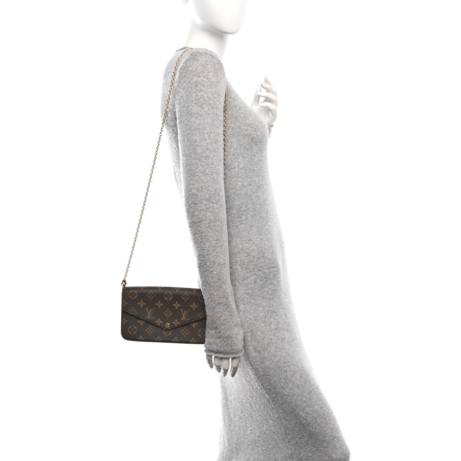 Monogram Pochette Felicie Chain Wallet Fuchsia