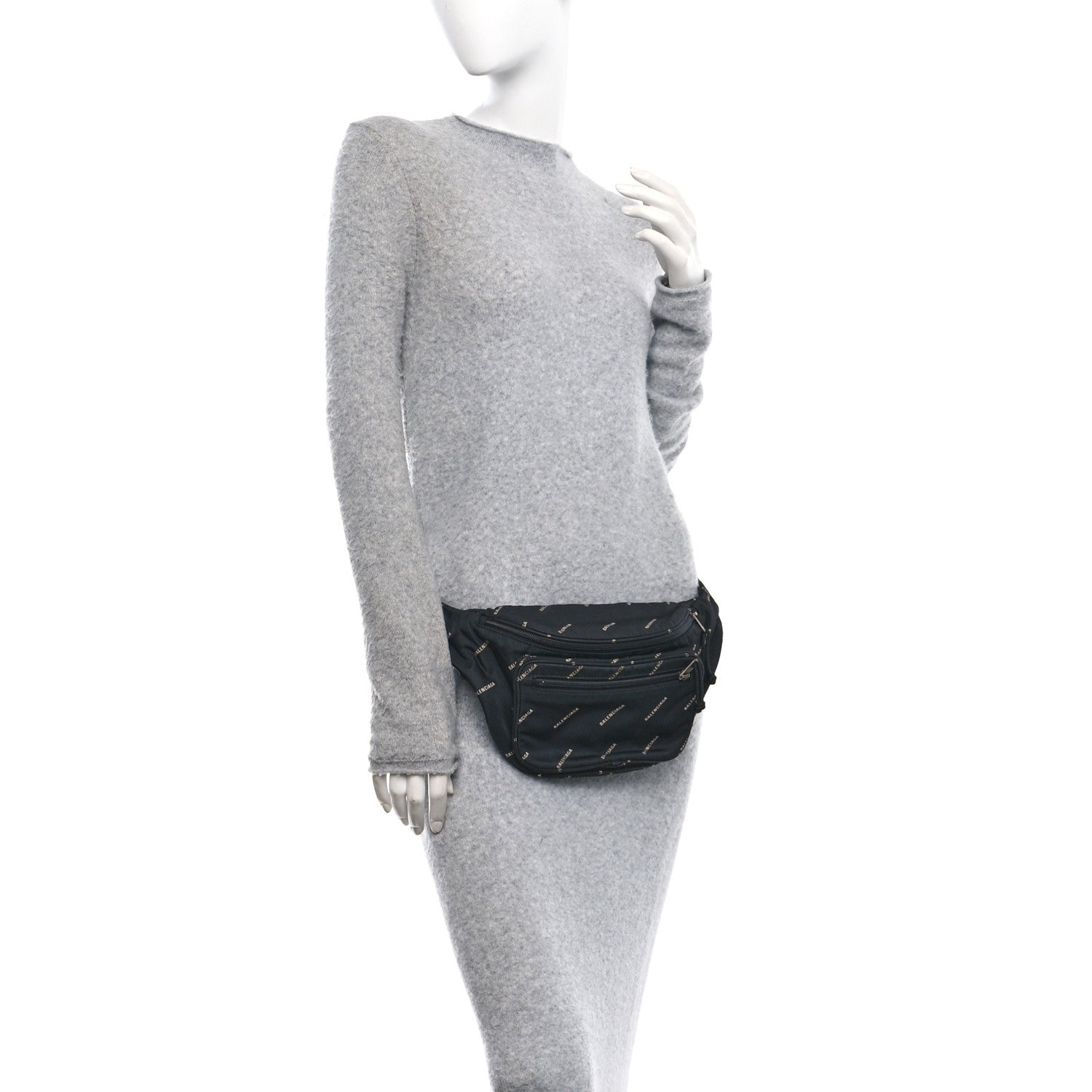 Twill Nylon Allover Logo Explorer Beltpack Black White