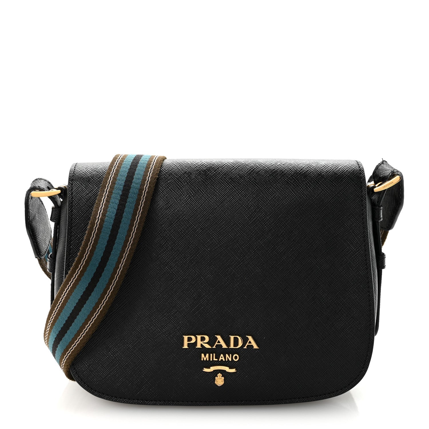 Saffiano Flap Crossbody Black